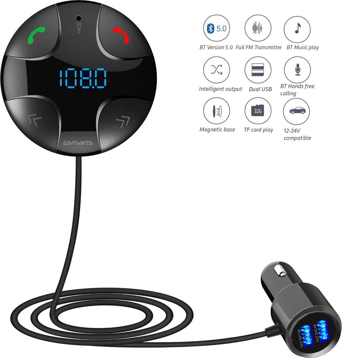 KFZ-Transmitter »KfZ Bluetooth FM Transmitter mit Ladefunktion«, 110 cm