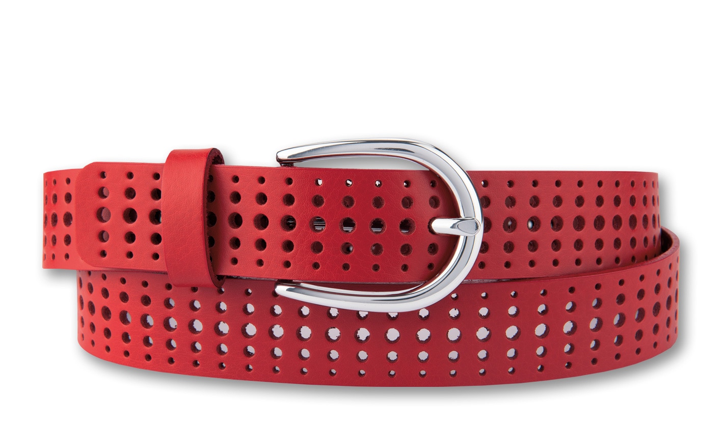 BERND GÖTZ Ledergürtel "Ledergürtel mit Lochprägung & silberglänzender Halb günstig online kaufen