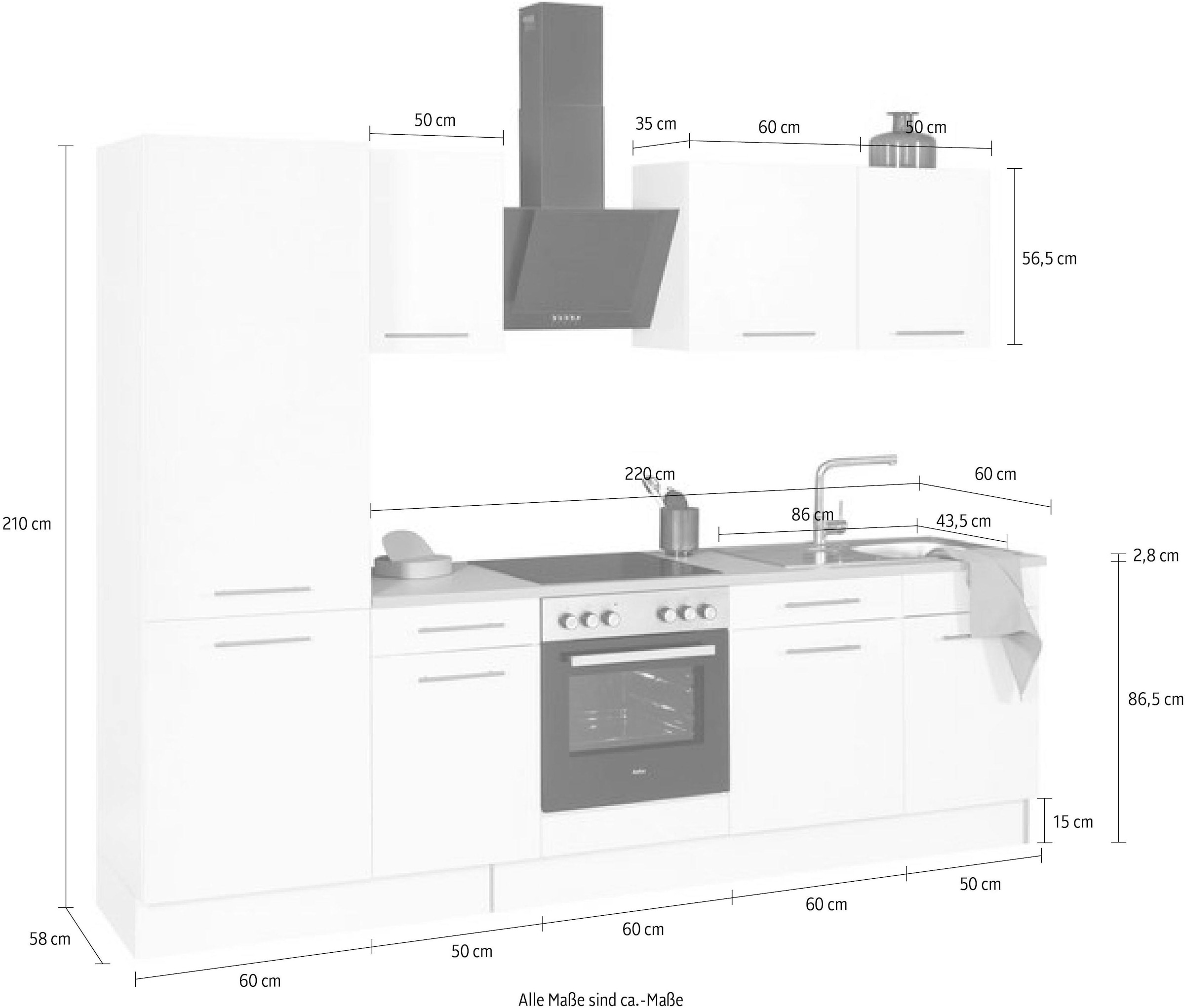 wiho Küchen Küchenzeile »Ela« Breite 280 cm, Soft-Close-Funktion, höhenverstellbare Füße