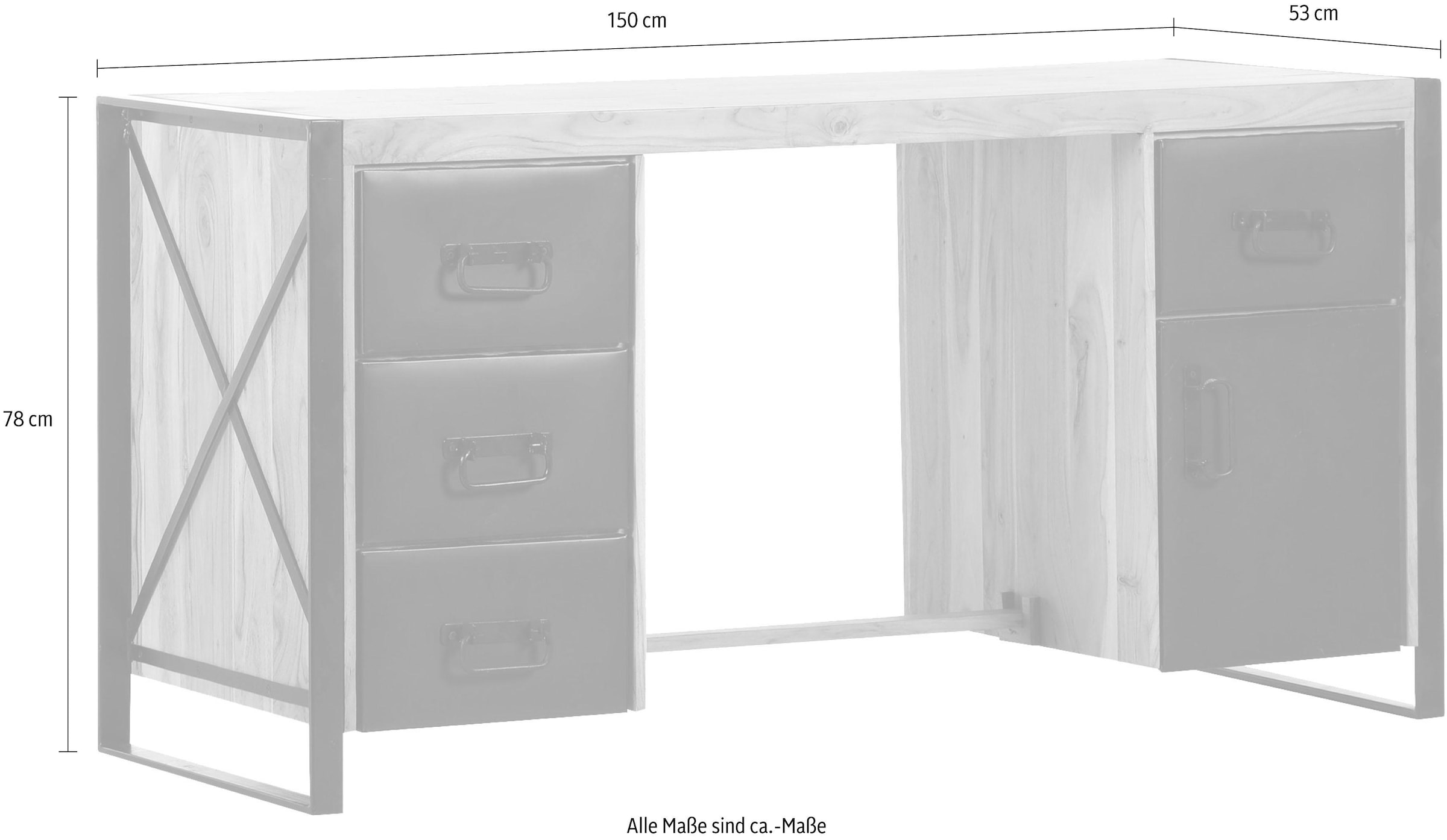 Gutmann Factory Schreibtisch "Downtown", aus massivem Akazienholz günstig online kaufen