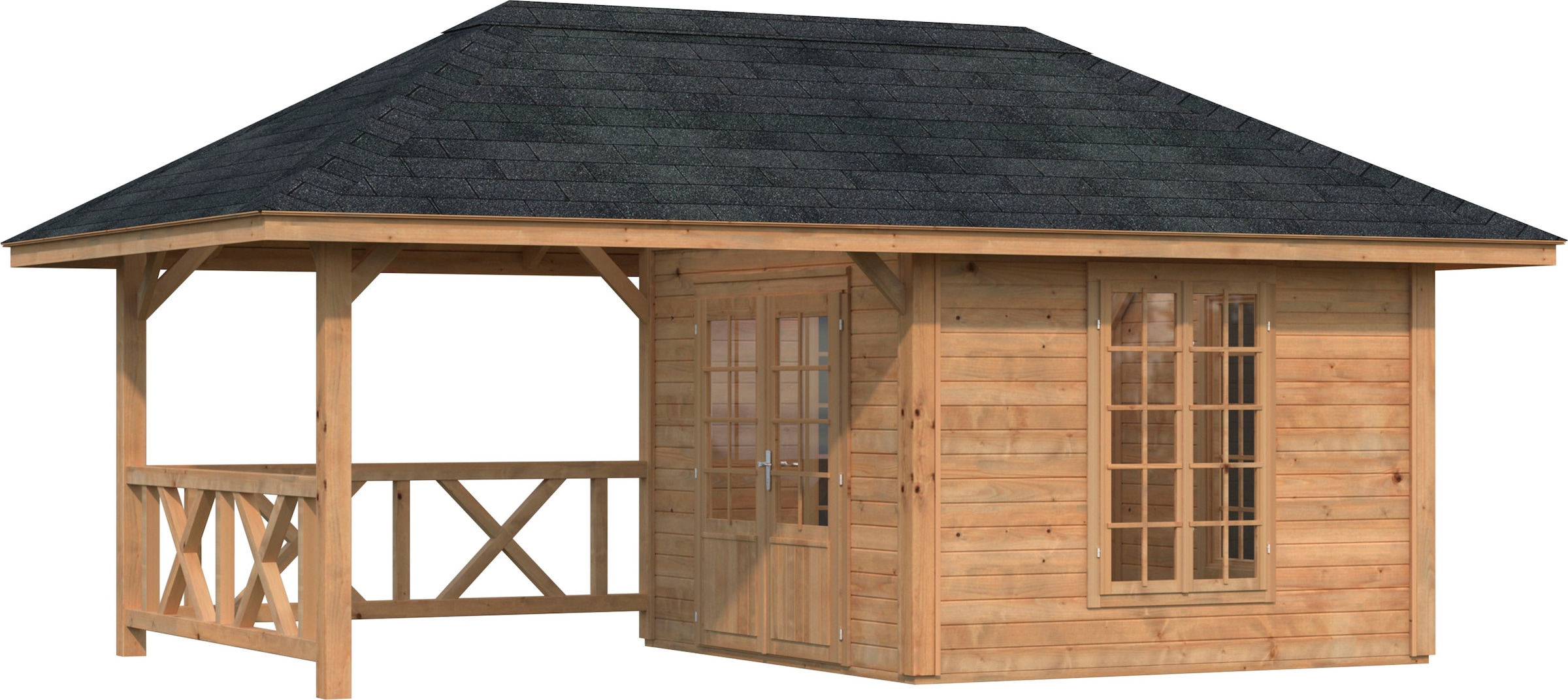 Palmako Holzpavillon "Bianca 16,6 m² Set 7", BxTxH: 588x300x323 cm