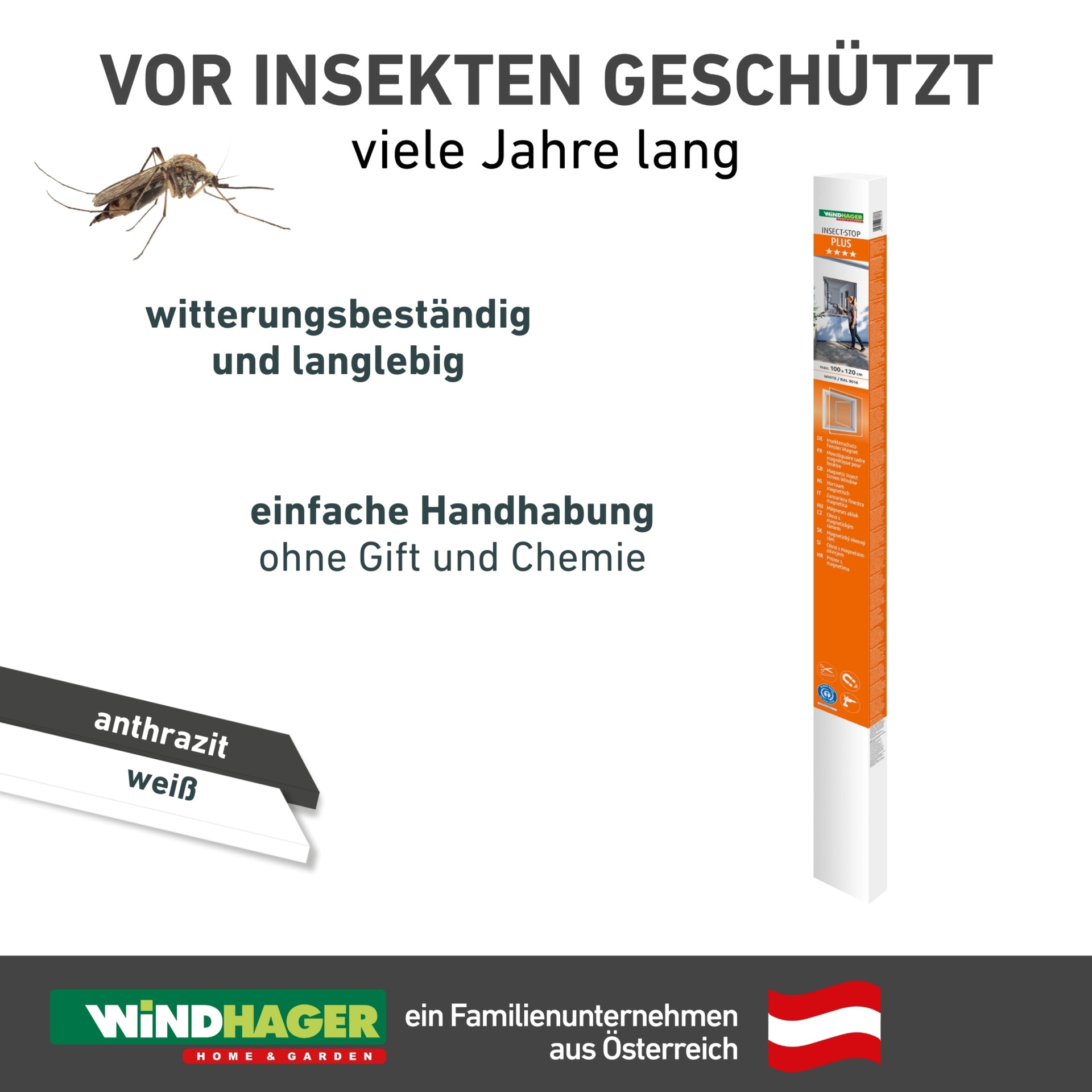 Windhager Insektenschutz-Fensterrahmen »mit selbstklebenden Magnetstreifen, Kunfstoffrahmen mit Magnetprofilen« Fliegengitter, Magnet-Insektenschutz, ohne bohren, 100 x 120 cm, weiß