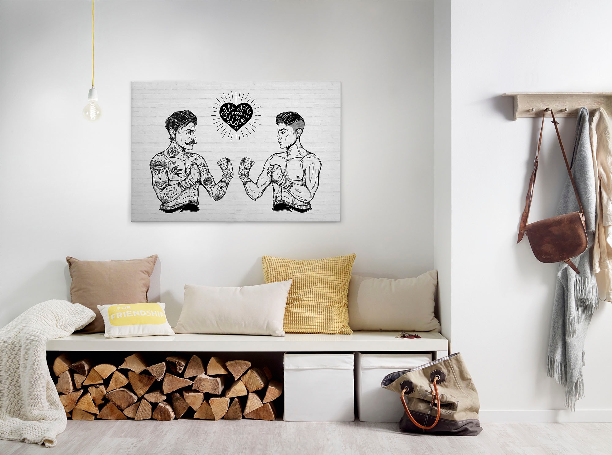 A.S. Création Leinwandbild "iconic" Kunst Modern 1 Stk. tlg. Schwarz-Weiß Zeichnung Rockabilly Keilrahmen Leinwand-Bild Wohnzimmer