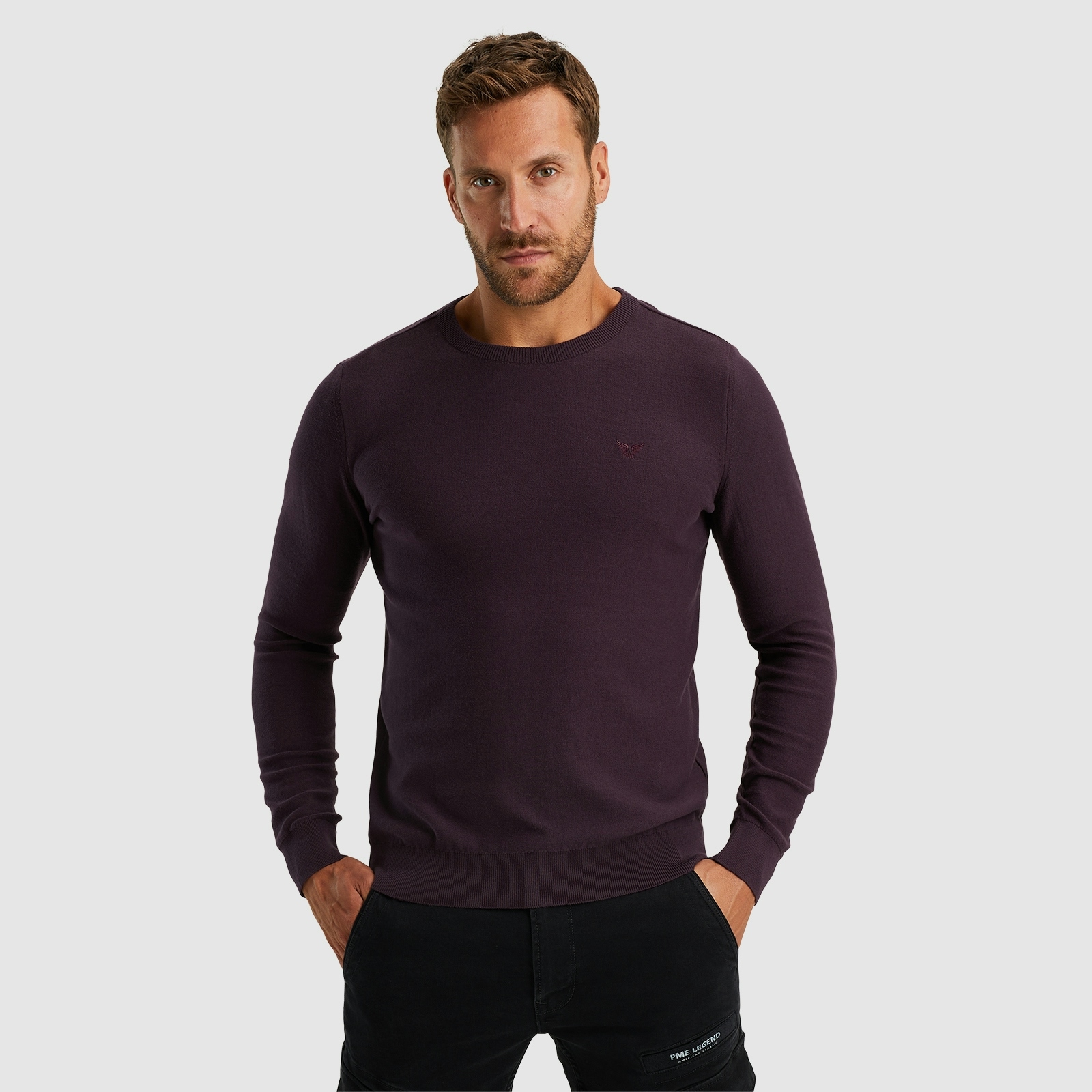 PME Legend Herren Rundhals Pullover R-NECK COTTON KNIT - Regular Fit günstig online kaufen