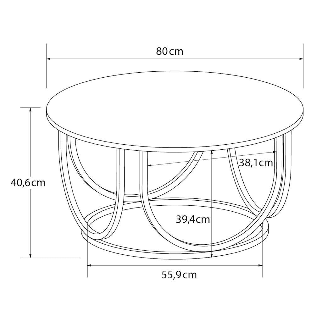 CosmoLiving by Cosmopolitan Couchtisch »Gwyneth«, aus pflegeleichtem MDF, Gestell aus Metall, Höhe 41 cm