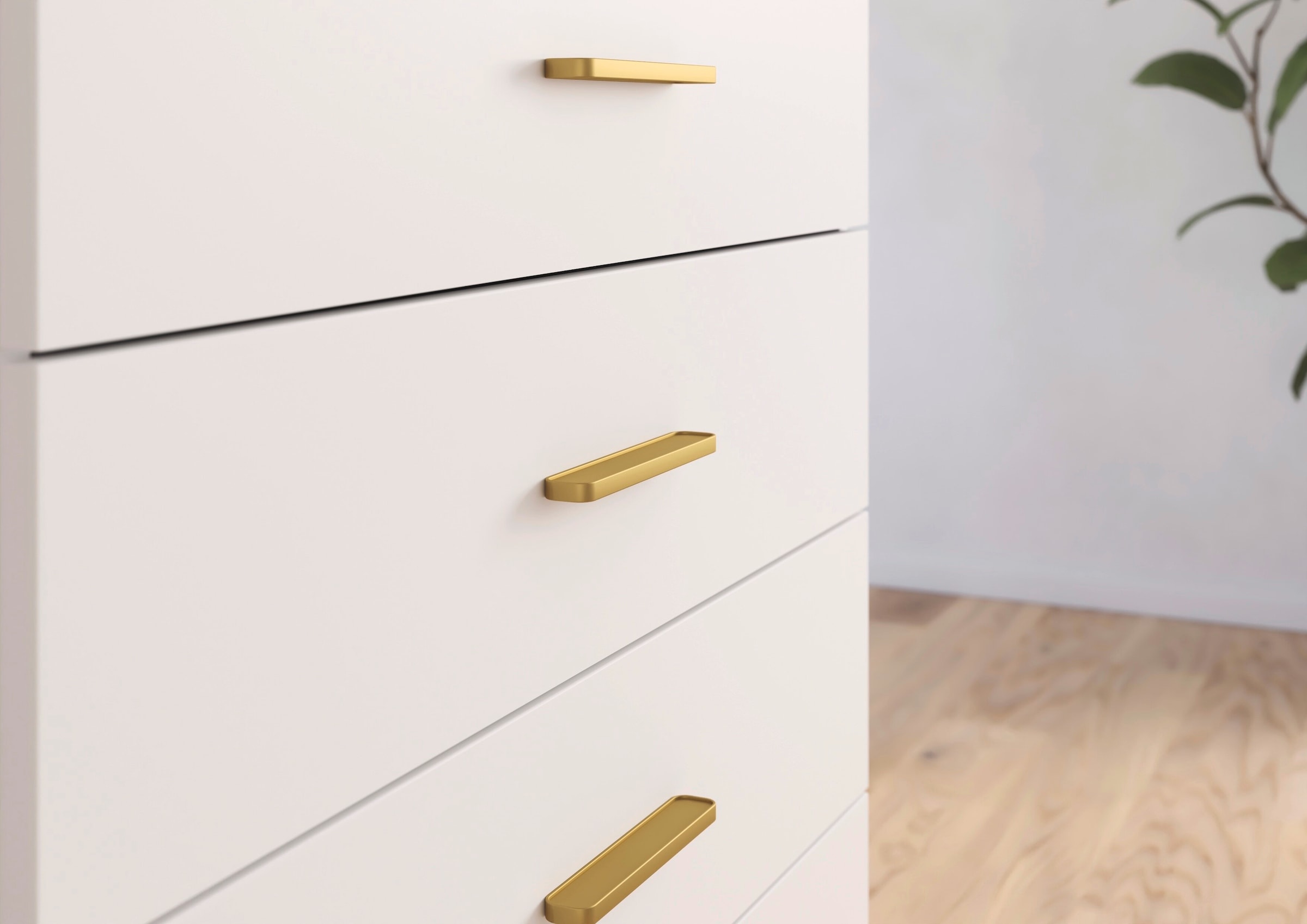 OTTO home Kombikommode »Sideboard Schubkommode Kommode SCHNELLMONTAGESYSTEM ZELLARA« 2-türig 4 geräumige Schubladen, Griffe Gold aus Metall MADE IN GERMANY