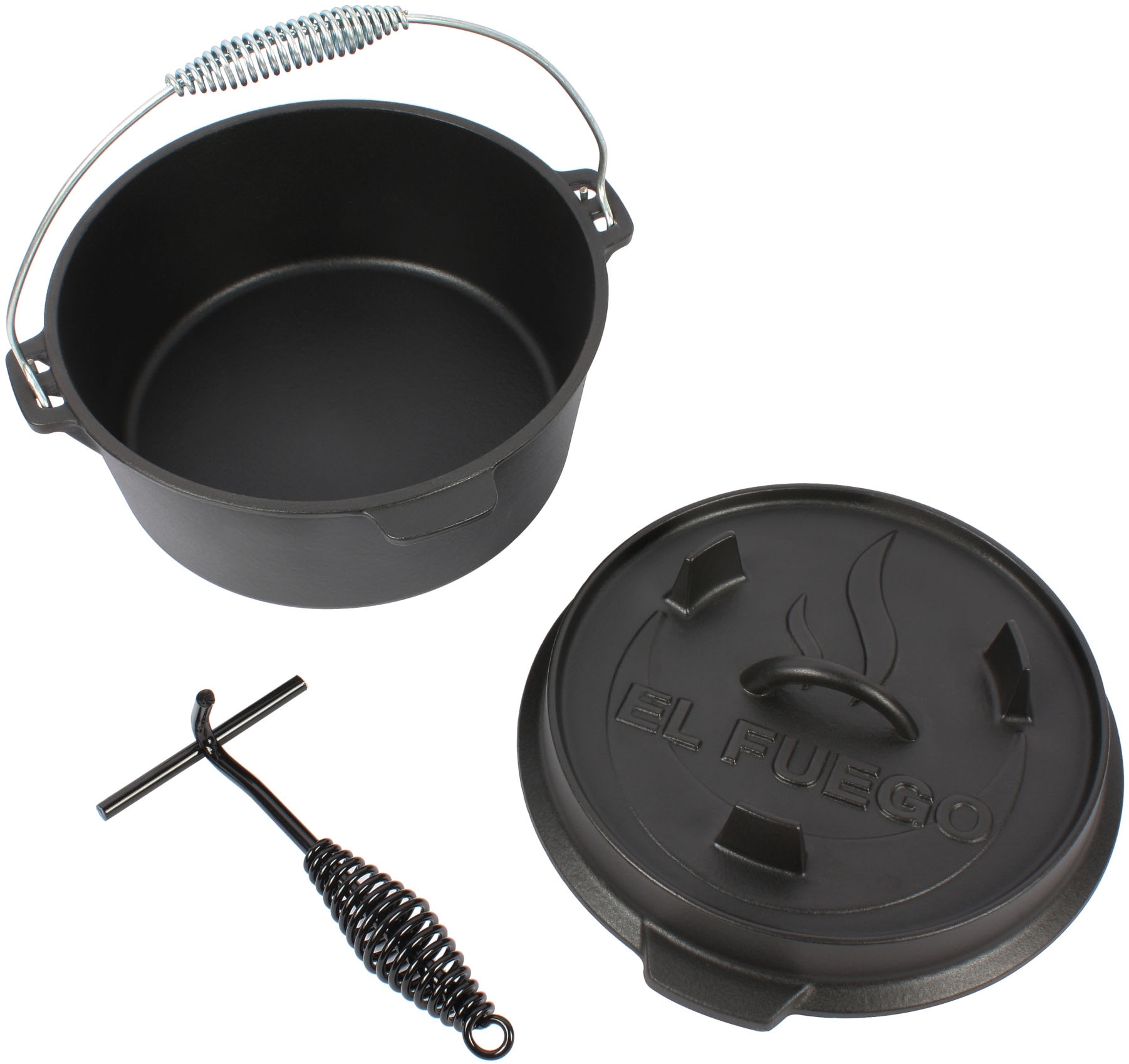 Kasserolle EL FUEGO "El Fuego Dutch Oven", schwarz, B:35,2cm H:19cm L:33cm, Töpfe, Kasserolle, aus Gusseisen, mit spezieller Oberflächenveredelung, 7,2 l