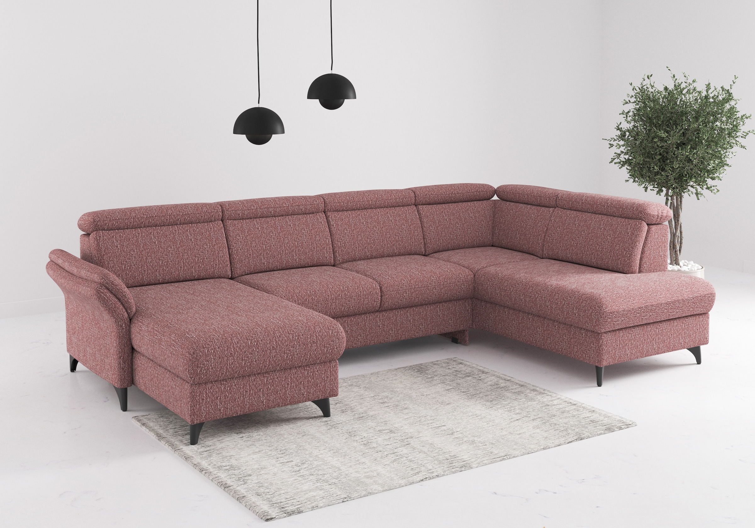 sit&more Wohnlandschaft "Glendale, U-Form" inkl. Kopfteilverstellung,wahlweise mit Vorziehsitz und Bettkasten