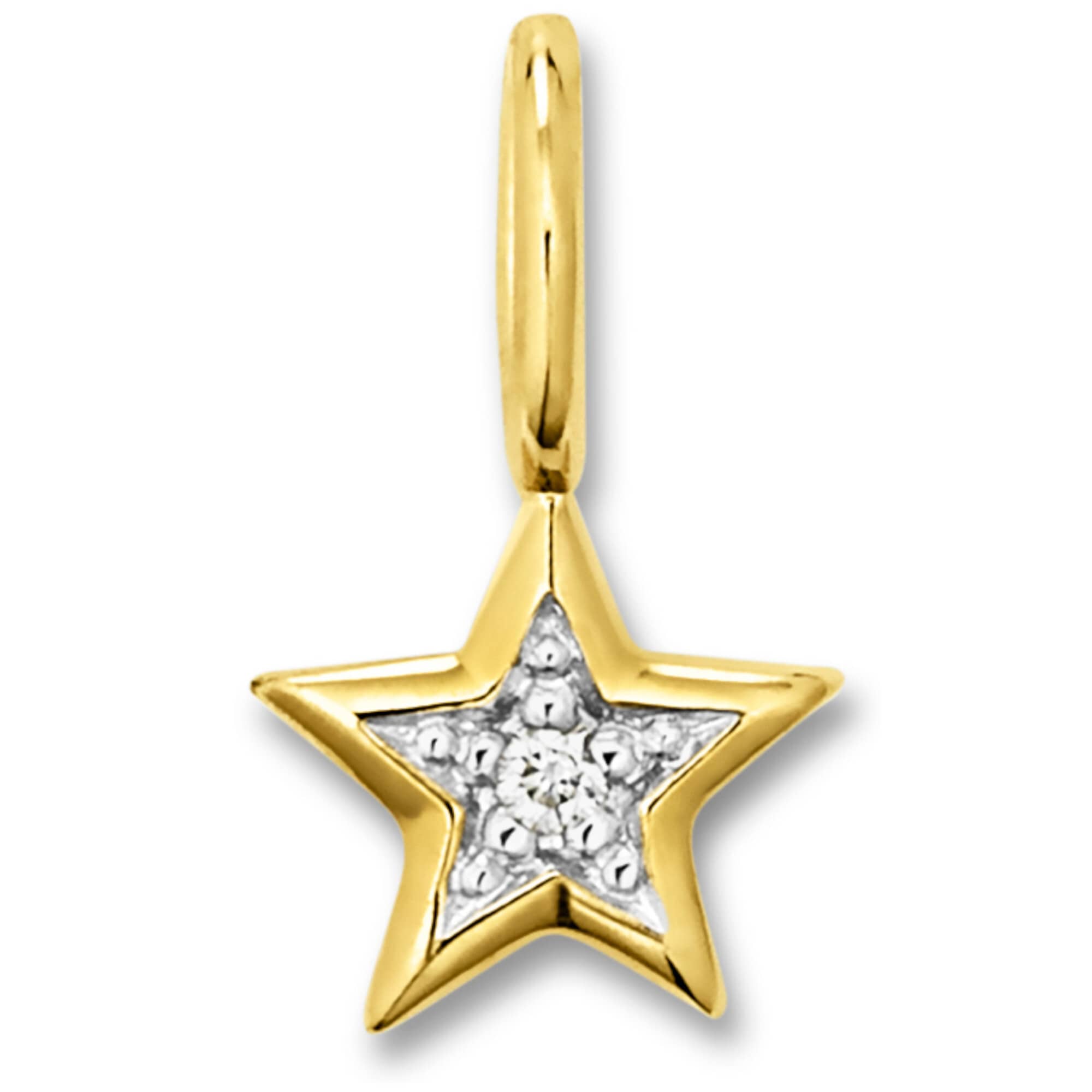 ONE ELEMENT Kette mit Anhänger »0.01 ct Diamant Brillant Stern Anhänger aus 333 Gelbgold«, Damen Schmuckset - Set mit verstellbarer Halskette