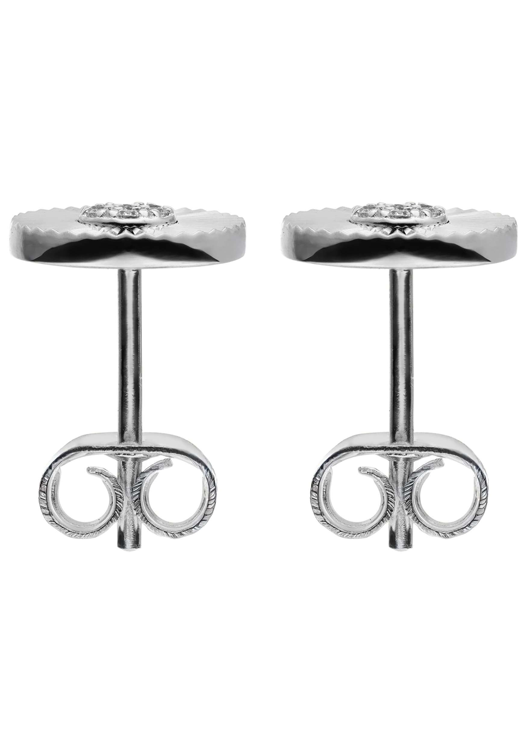JOBO Paar Ohrstecker »Ohrringe Teller 8 mm« 925 Silber mit 14 Zirkonia