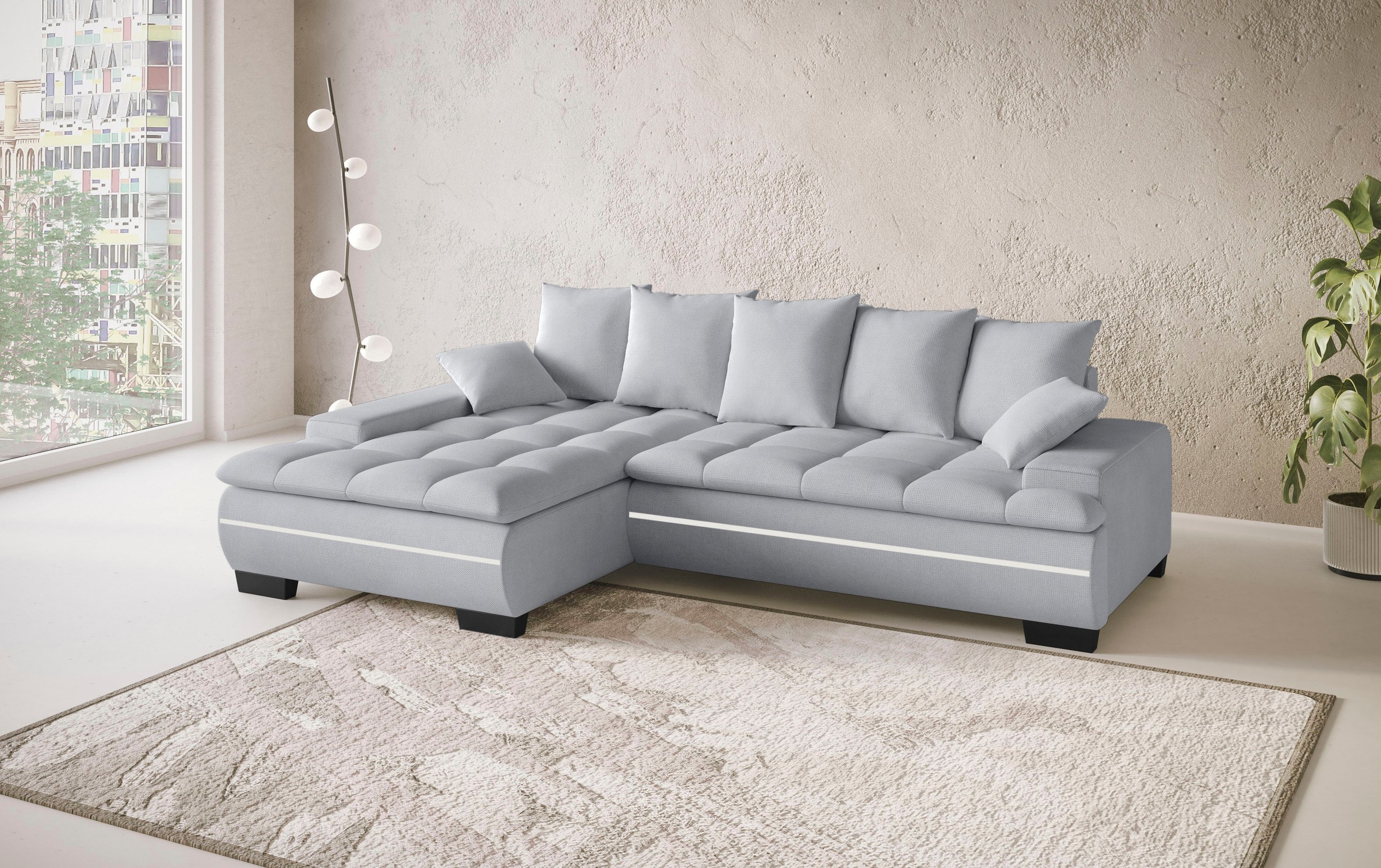 Mr. Couch Ecksofa »Haiti II, L-Form«, RGB-LED Beleuchtung, Kaltschaum, wahlweise mit Bett, Bettkasten
