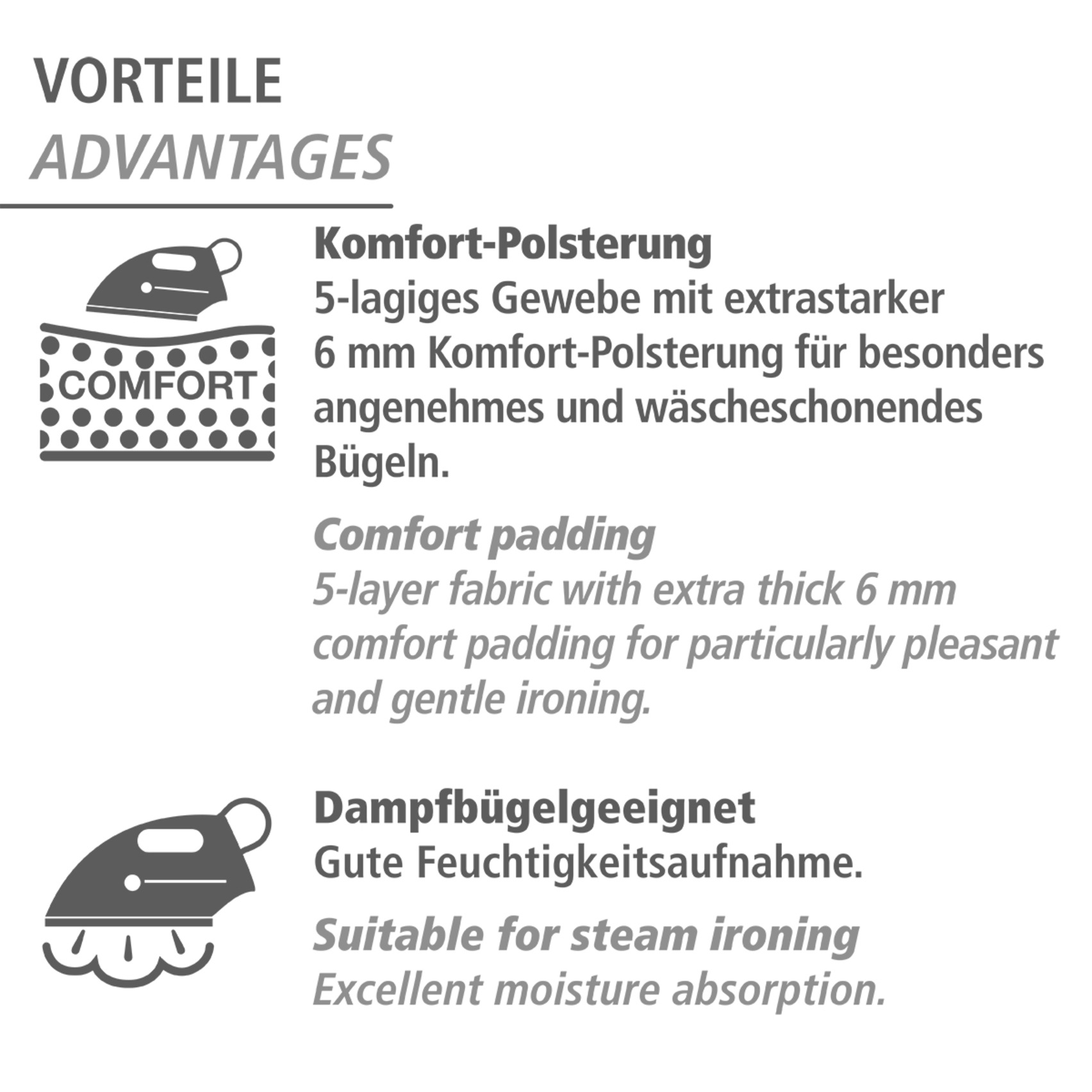 WENKO Bügeltuch »Modell Air Comfort« Tischbügeldecke, hitzereflektierende Bügelunterlage 130 x 65 cm