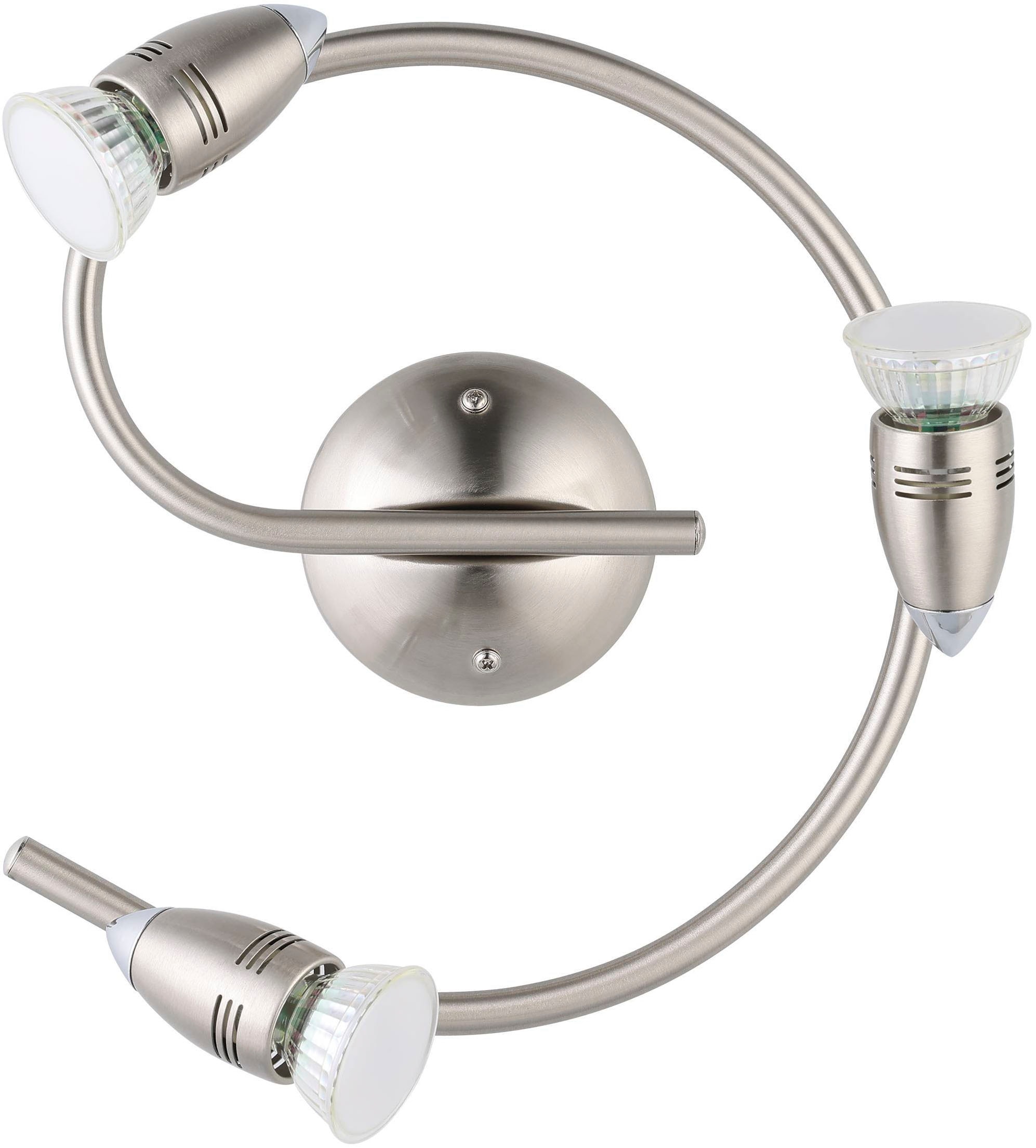 EGLO Deckenleuchte »Magnum-LED Deckenlampe, Deckenstrahler, Wohnzimmerlampe, Metall, GU10« GU10 1 Stk. Warmweiß Spot - L25,5 x H29,5 cm - nickel-matt, chrom - 3X2,8W inkl.