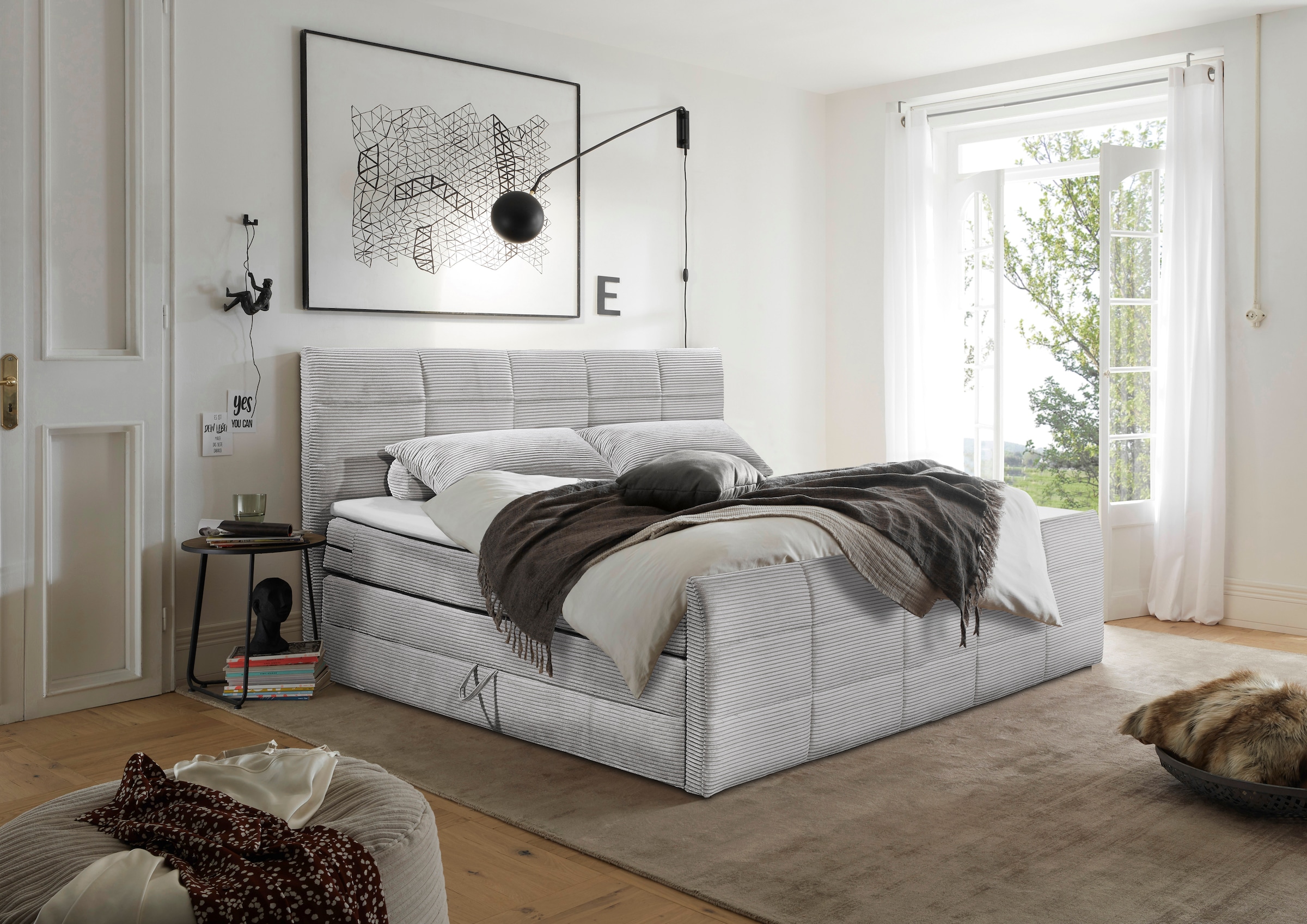 ED EXCITING DESIGN Boxspringbett "Bolivia", harte Seite mit Kokosmatte, wei günstig online kaufen