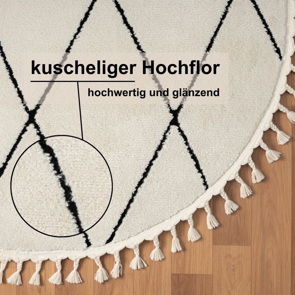 Myflair Möbel & Accessoires Hochflor-Teppich »Moroccan Diamond«, rund