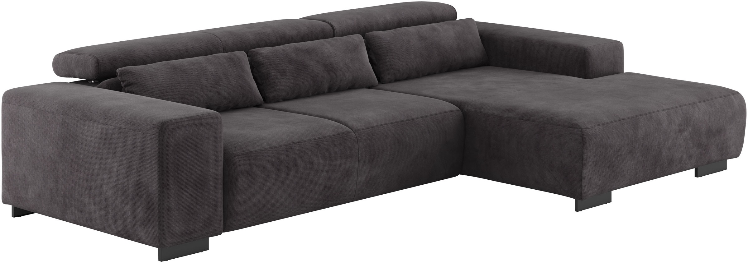 Ecksofa COTTA "Side L-Form, mit Kopfteilverstellung & 3 Nierenkissen", schwarz, B:304cm H:71cm T:186cm, 96% POLYESTER (PES) / 4% POLYAMID (PA), Sofas, Ecksofa, optional motorische Sitztiefenverstellung 5
