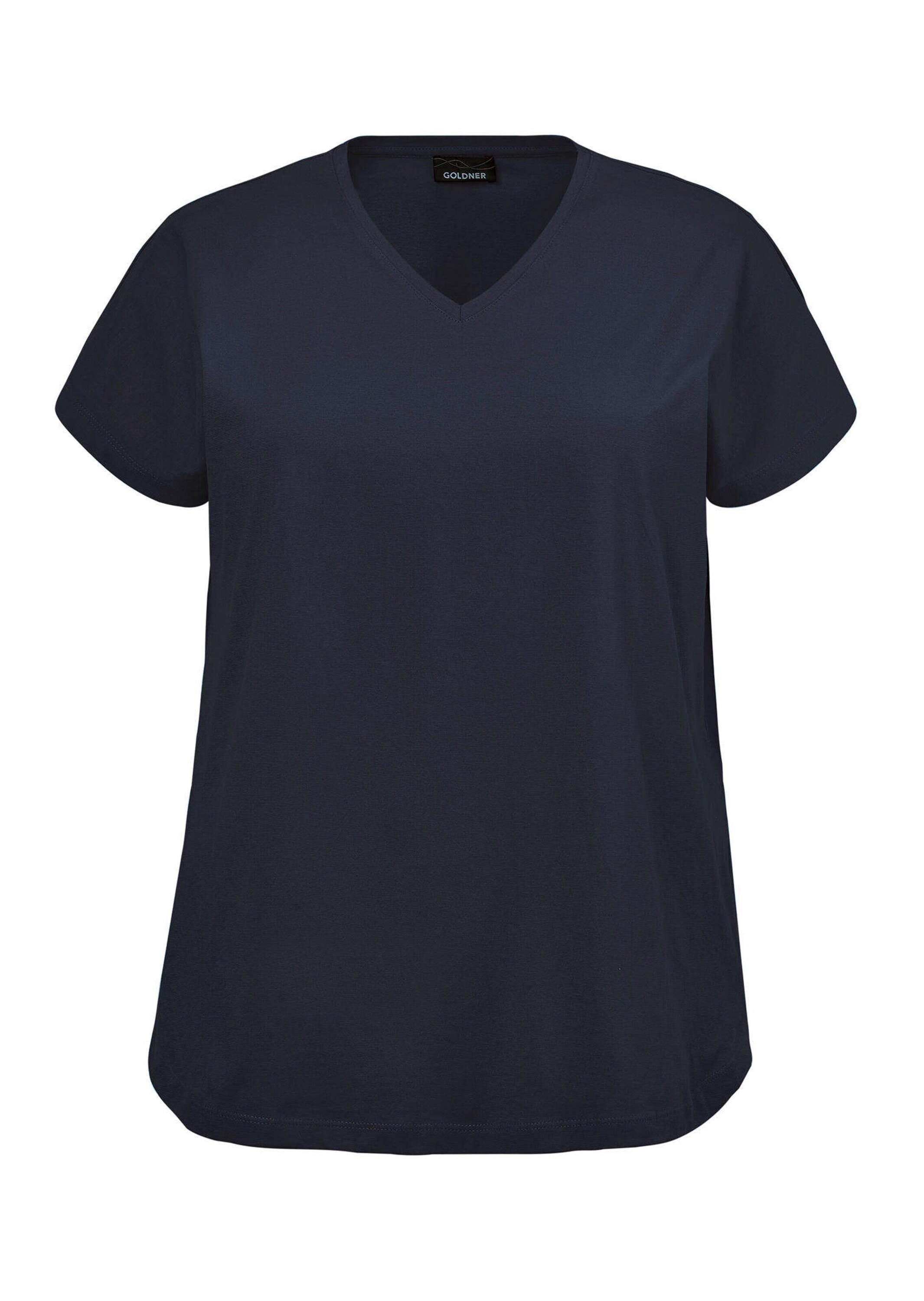 Goldner Kurzarmshirt "Shirt Mit V-Ausschnitt" Tiefer Rundhalsausschnitt