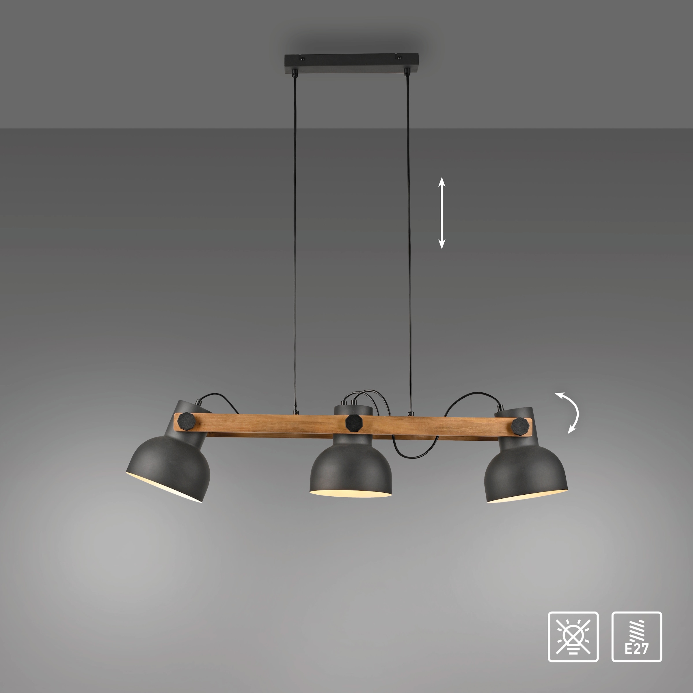 JUST LIGHT Pendelleuchte »CUP 2.0«, 3 flammig, Leuchtmittel E27 | Leuchtmittel wechselbar, ExklusiveE27