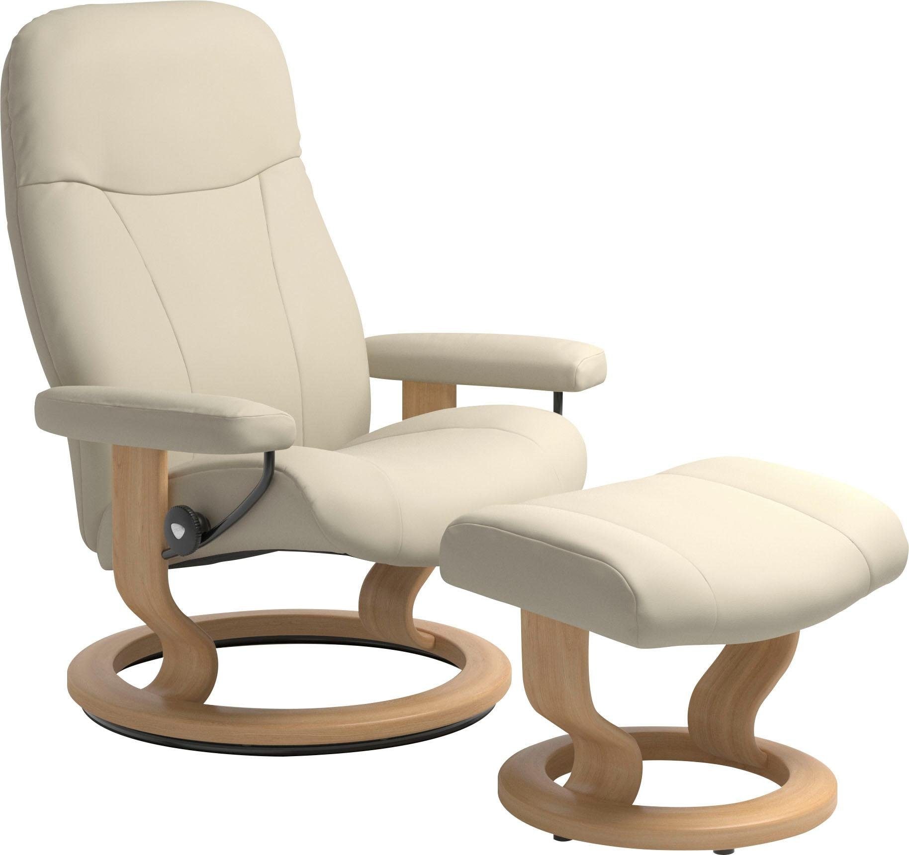 Stressless Relaxsessel "Garda", (Set, Relaxsessel mit Hocker), mit Hocker, mit Classic Base, Größe L, Gestell Eichefarbe