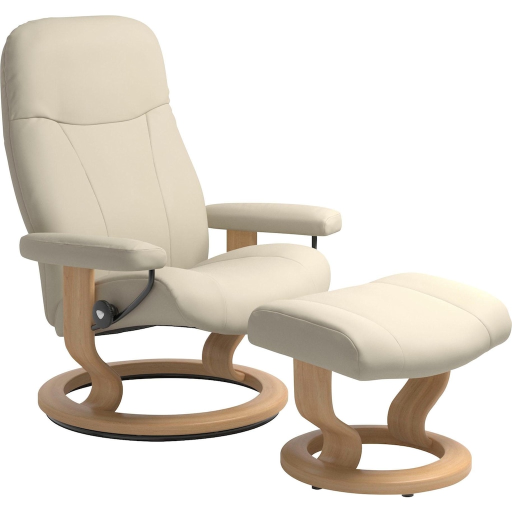 Stressless® Relaxsessel »Garda«, (Set, Relaxsessel mit Hocker), mit Hocker, mit Classic Base, Größe M, Gestell Eichefarben