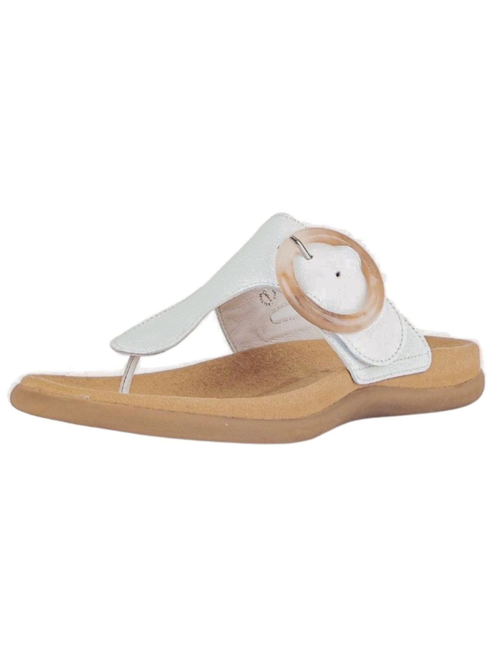 GABOR Damen Zehentrenner "Gabor Pantoletten Leder", Gr. 39, weiß, Leder, Schuhe