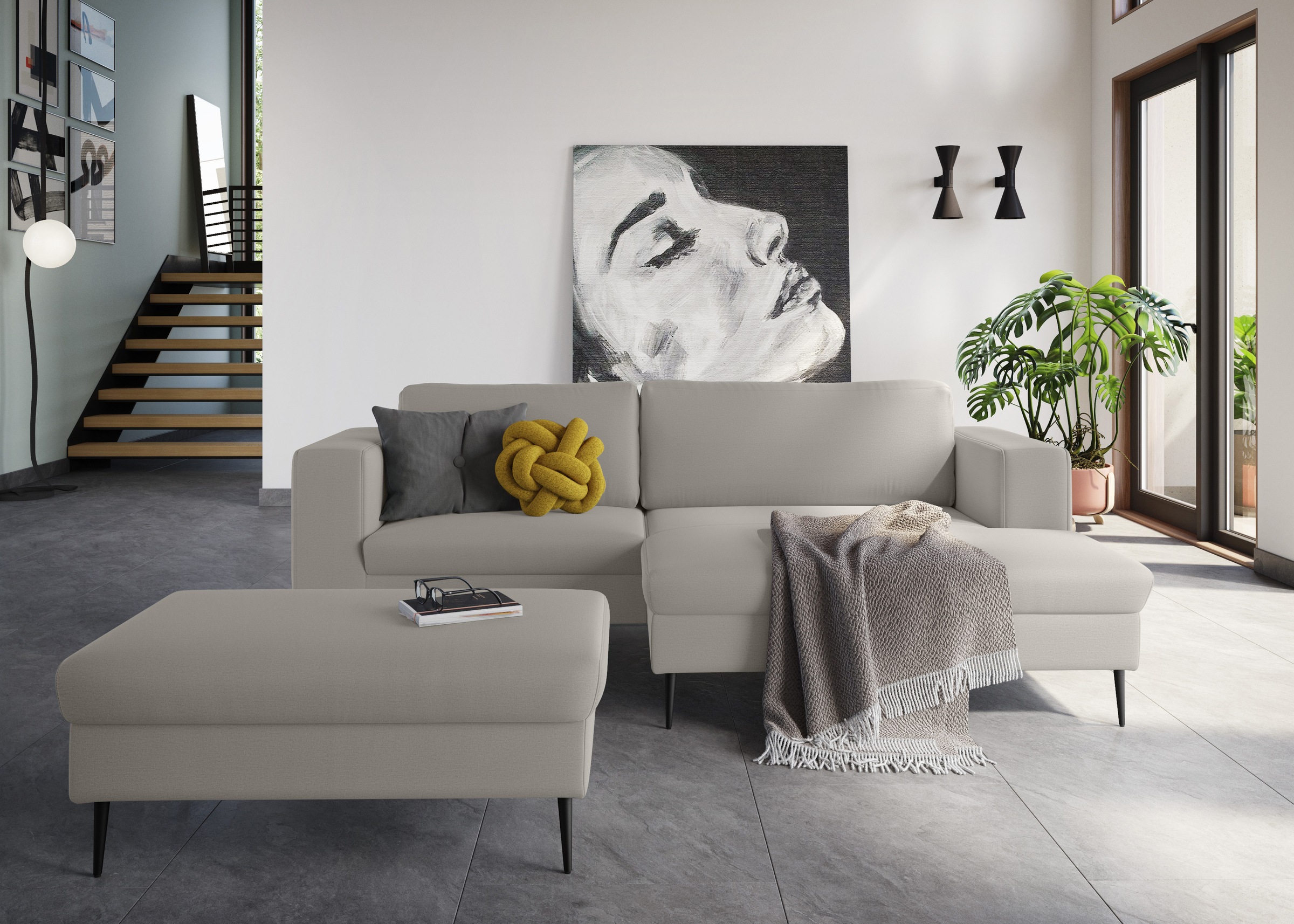 DOMO collection Ecksofa »Modica kompakt und elegant, Breite 244, L-Form«, moderne Optik mit extrabreiter Recamiere, auch in Cord