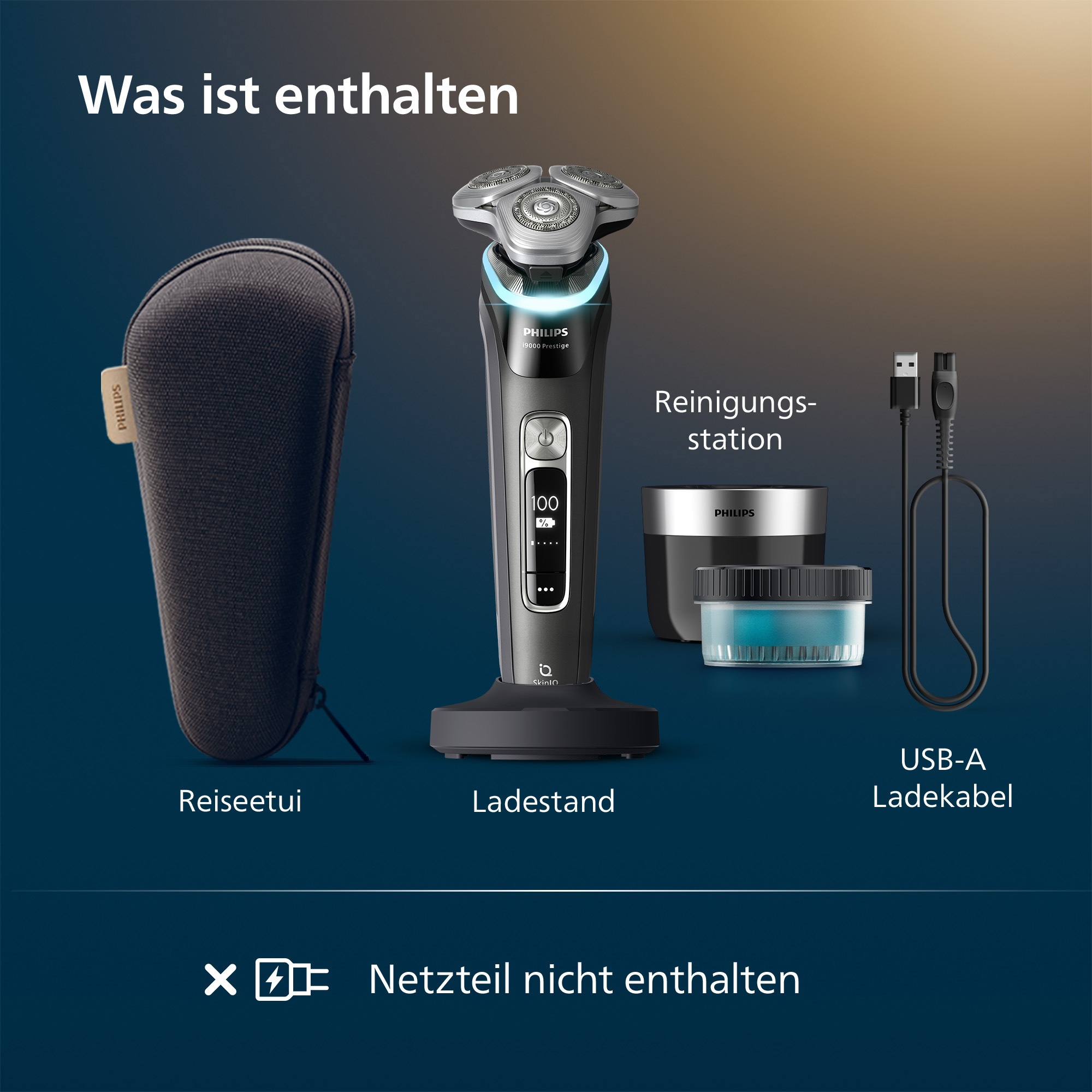 Philips Elektrorasierer »Series i9000 Prestige XP9200/30«, integrierter Präzisionstrimmer, mit SkinIQ Technologie, inkl. Ladestand, Reiseetui