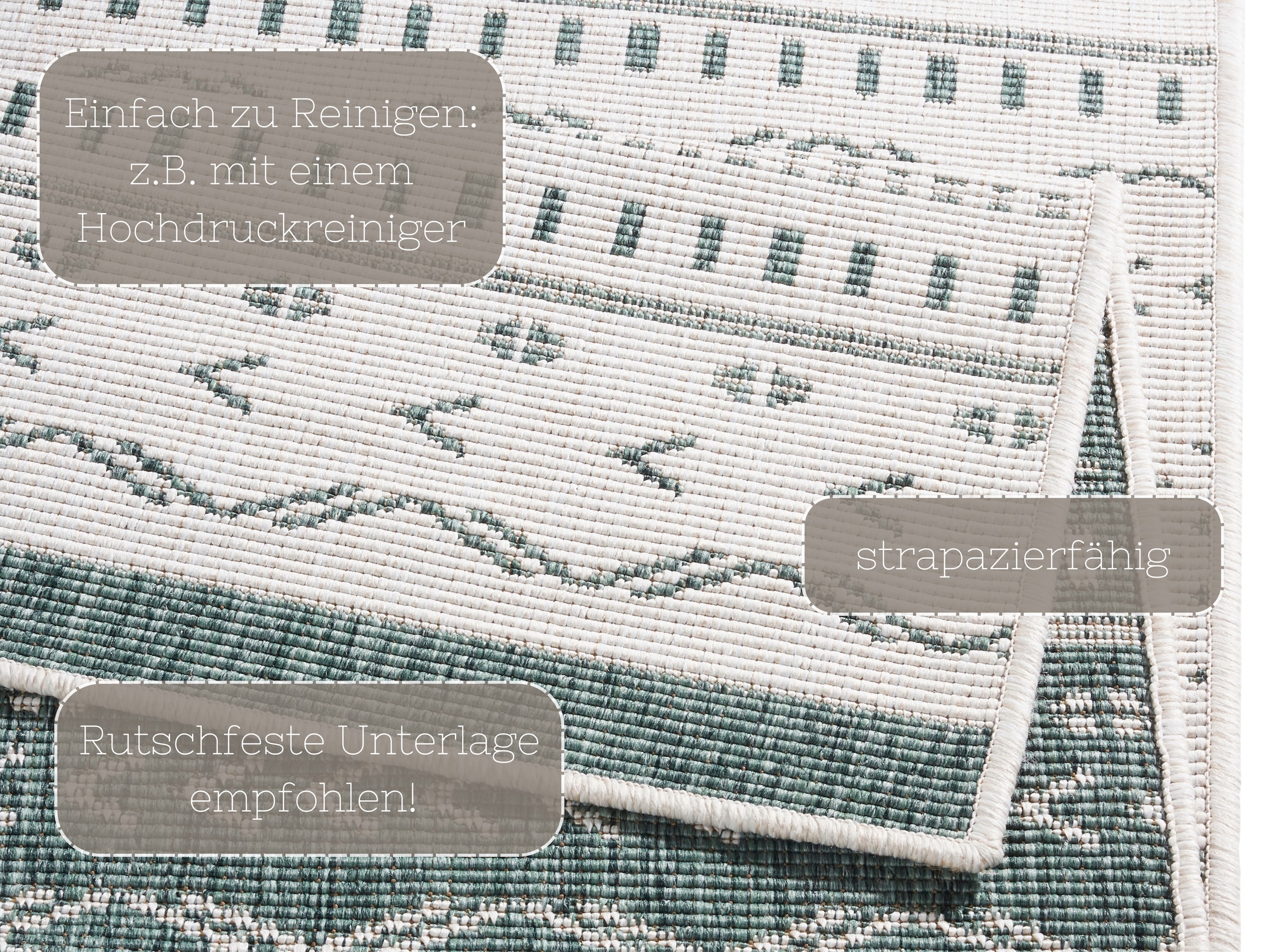 NORTHRUGS Teppich »Kuba Wendeteppich«, rechteckig, 5 mm Höhe, In-& Outdoor, Wetterfest, Balkon, Läufer, Wohnzimmer, Wasserfest