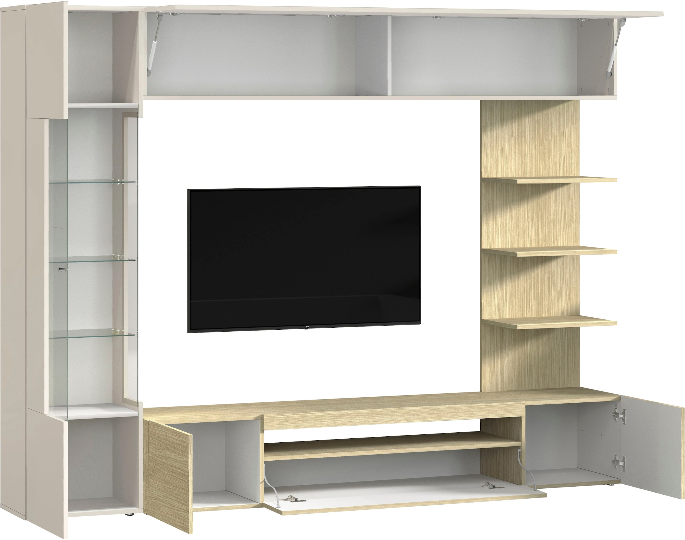 INOSIGN Wohnwand »Wohnwand New Egypt, Anbauwand, Medienwand, Wohnzimmerwand« Weiß in Hochglanz, alle anderen Farben in matter Ausführung., 4 Stk. tlg.