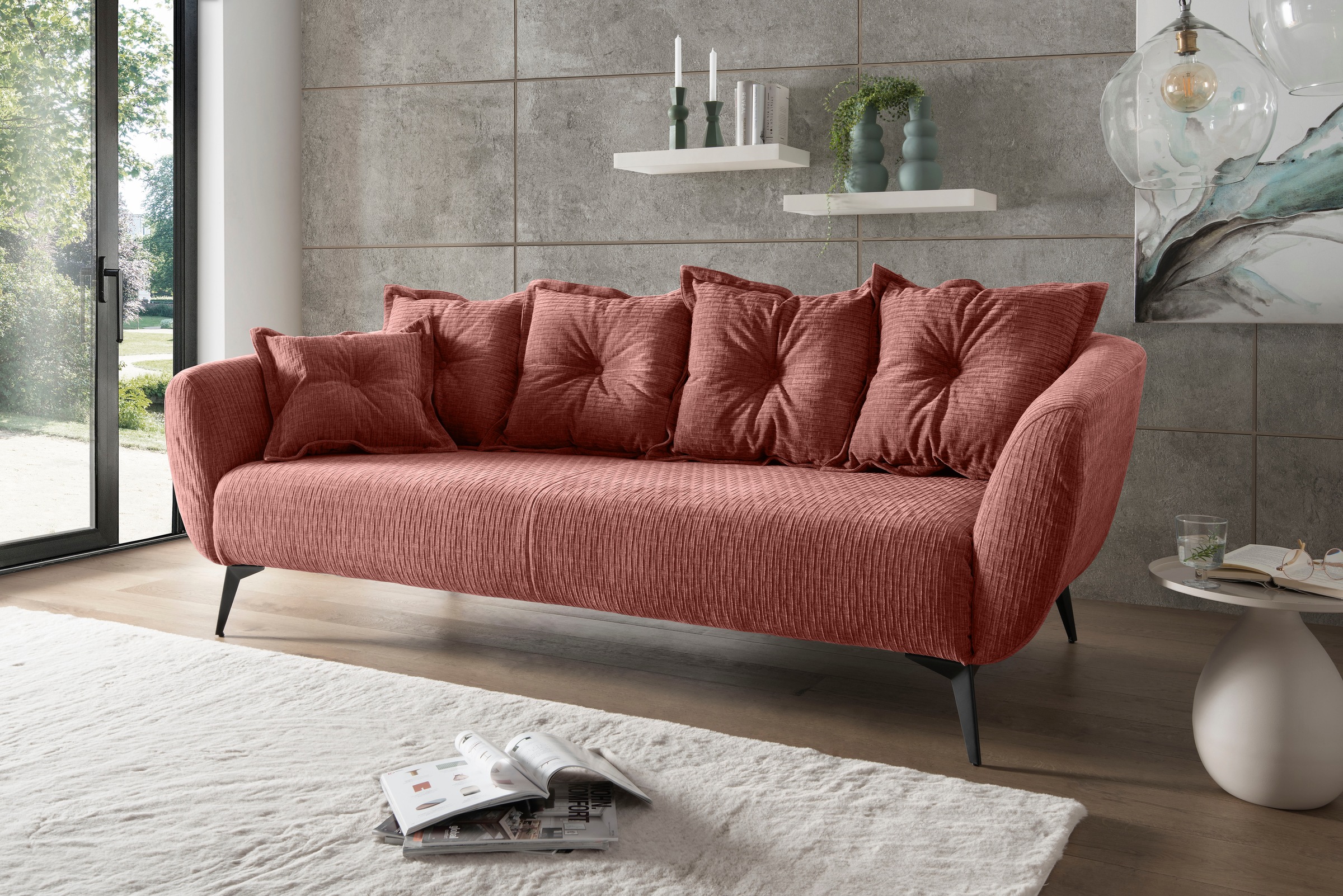 Home affaire 3-Sitzer "Baggio Breite 236 cm, modernes Sofa, hoher Fuß, bequ günstig online kaufen