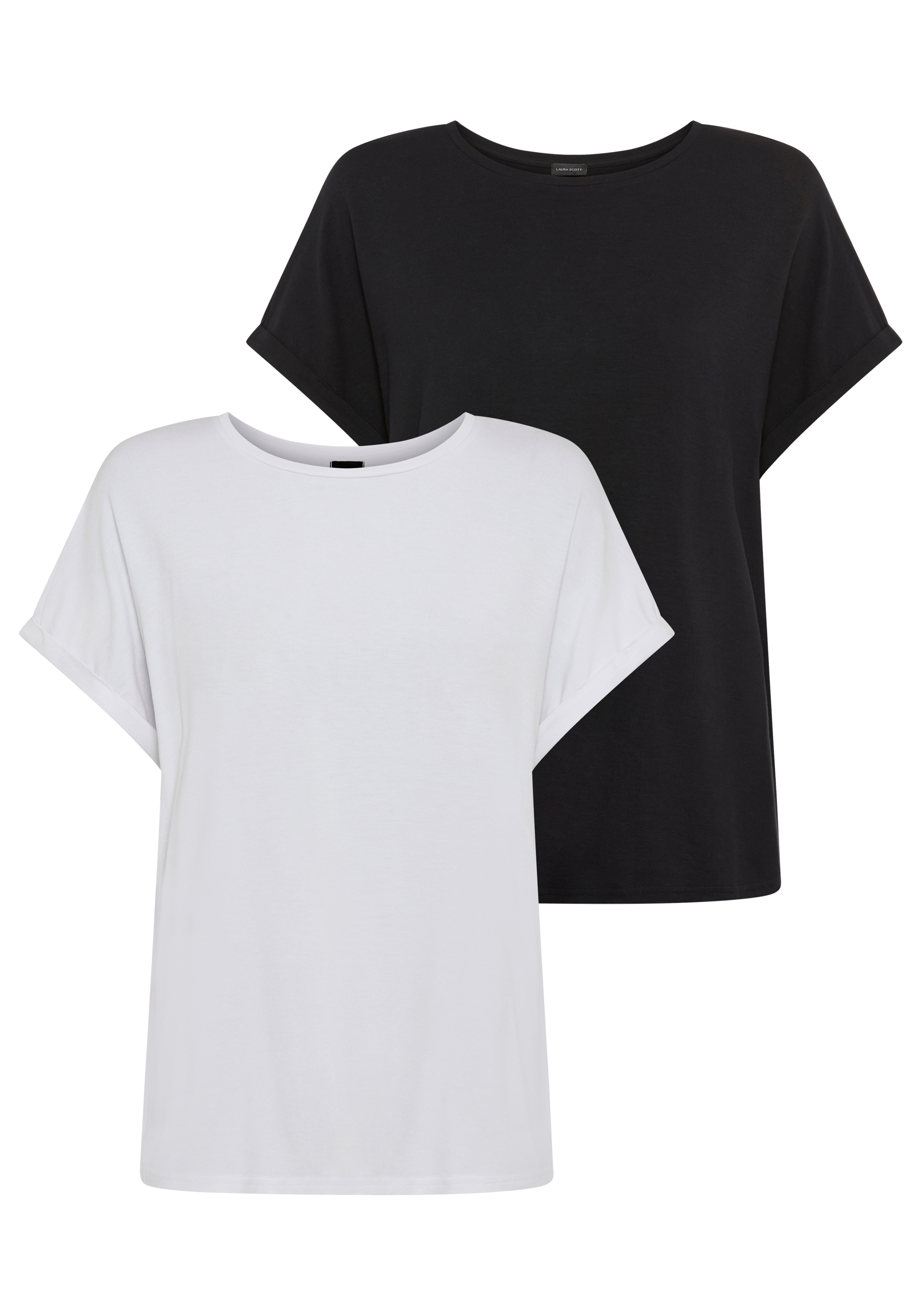 Laura Scott CURVE T-Shirt, (2 tlg.), mit modischem Ärmelaufschlag - GROSSE günstig online kaufen