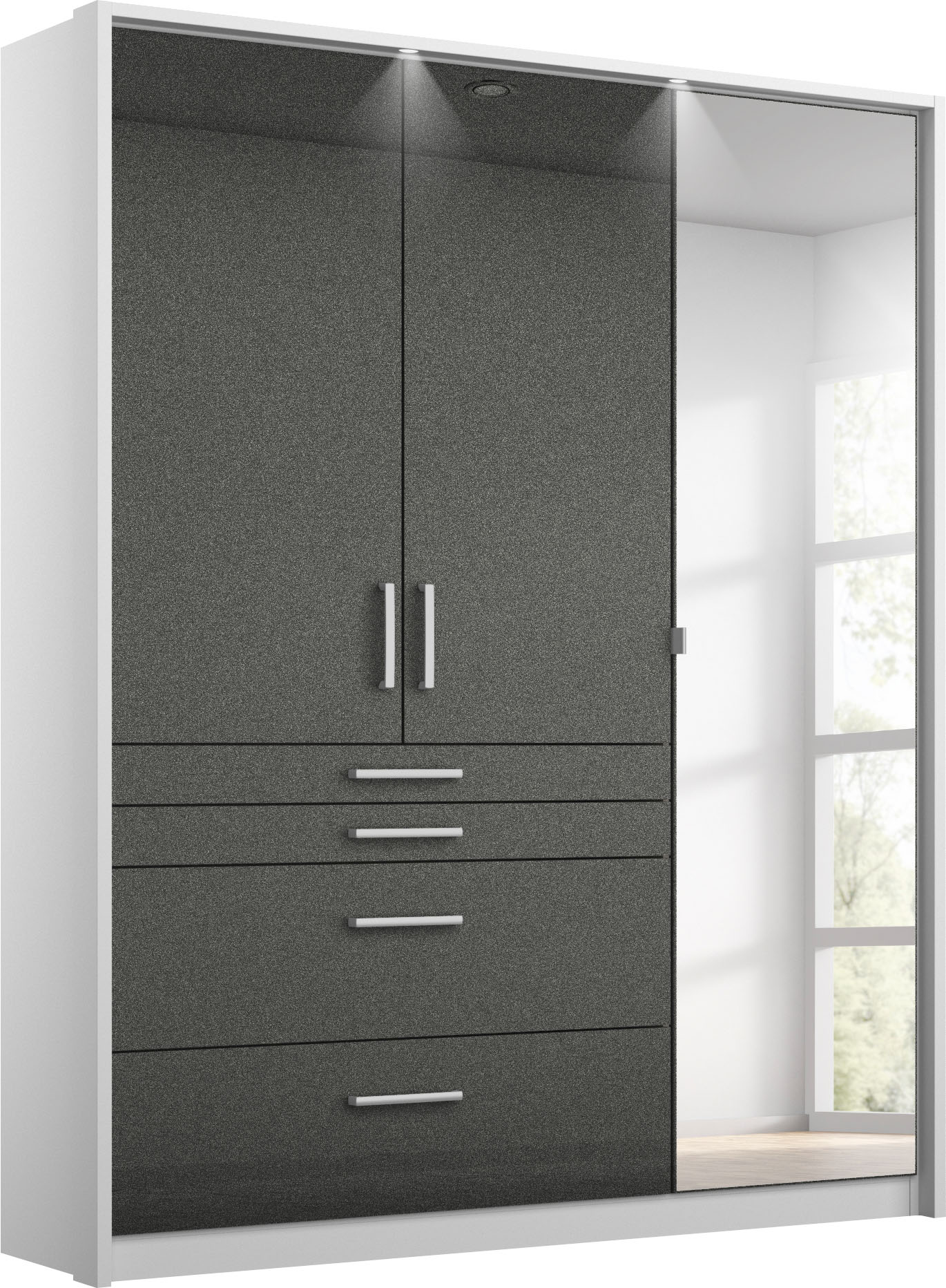 rauch Drehtürenschrank "Kleiderschrank Schrank Garderobe Garderobenschrank HOMBURG" inkl. Passepartout, oberer Schubkasten mit Einteilung MADE IN GERMANY