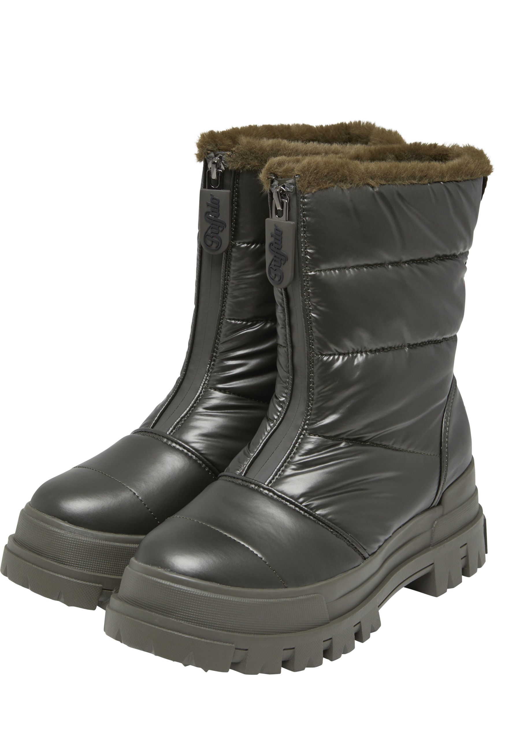 Buffalo Aspha Quilt Zip Boots Khaki Size 38 4