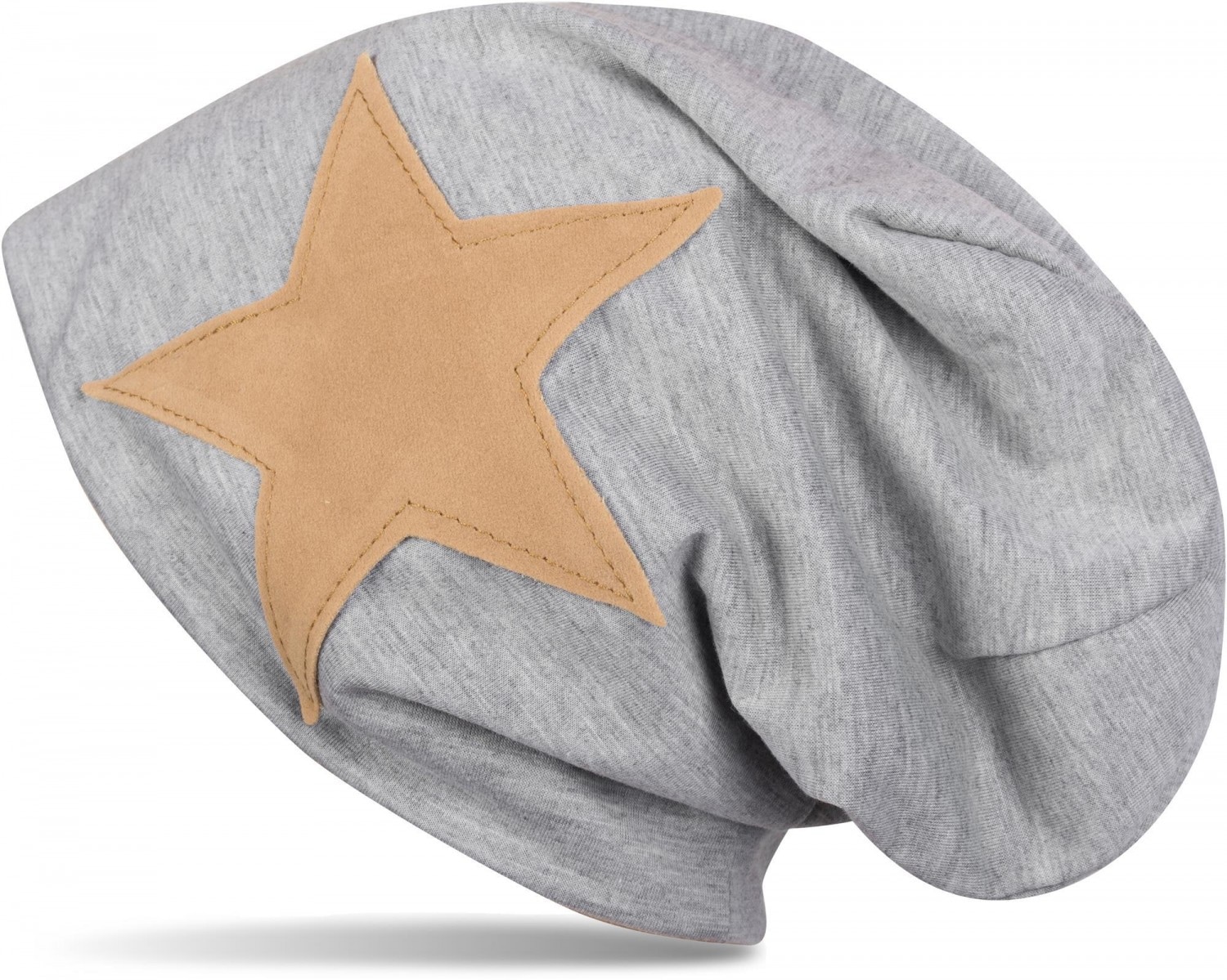 styleBREAKER Beanie "Beanie mit aufgenähtem Kunstleder Stern" 1 Stk.