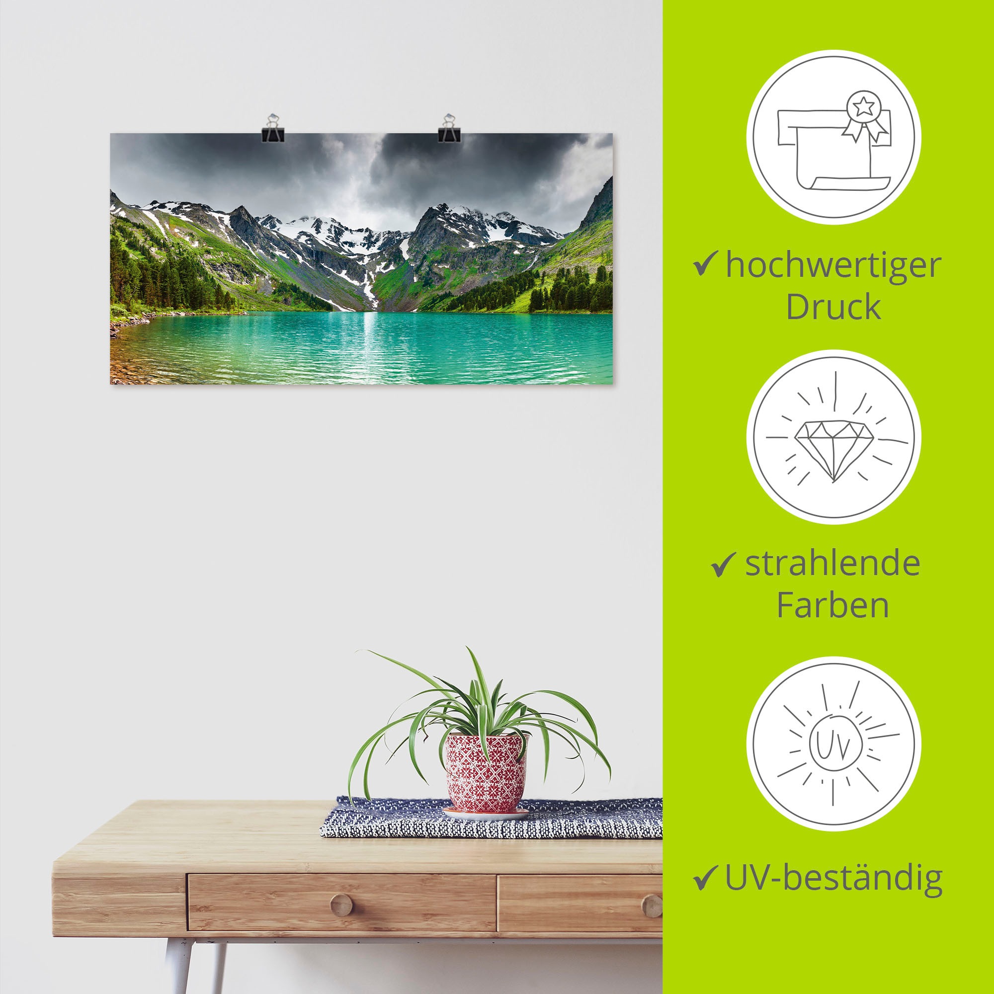 Artland Wandbild »Bergsee«, Berge, (1 St.), als Alubild, Outdoorbild, Leinwandbild, Poster in verschied. Größen