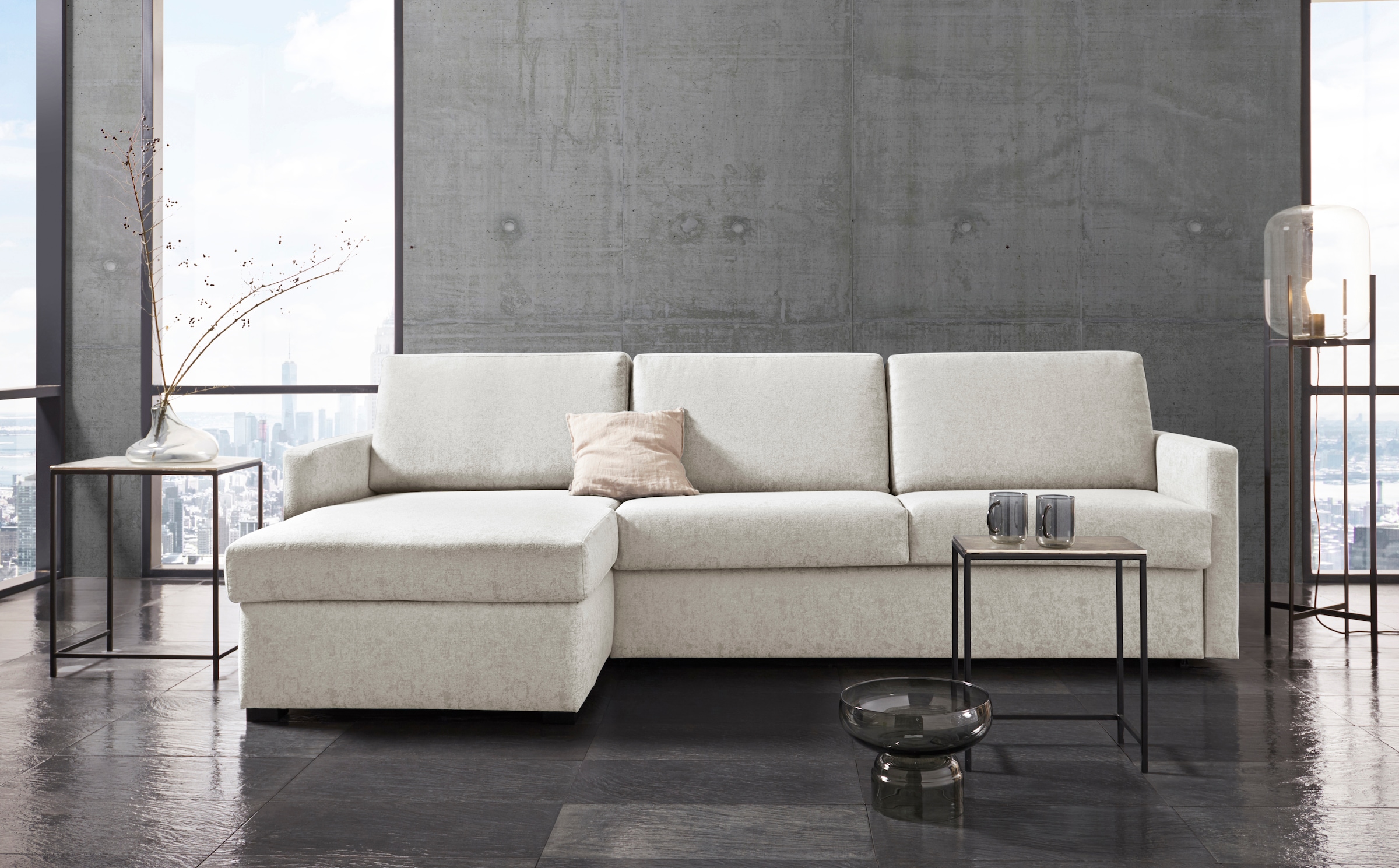 Places of Style Schlafsofa "GOLDPOINT Ecksofa 264 cm, Liegefläche (140/200cm), L-Form,", Bettfunktion, Bonell-Federkernm