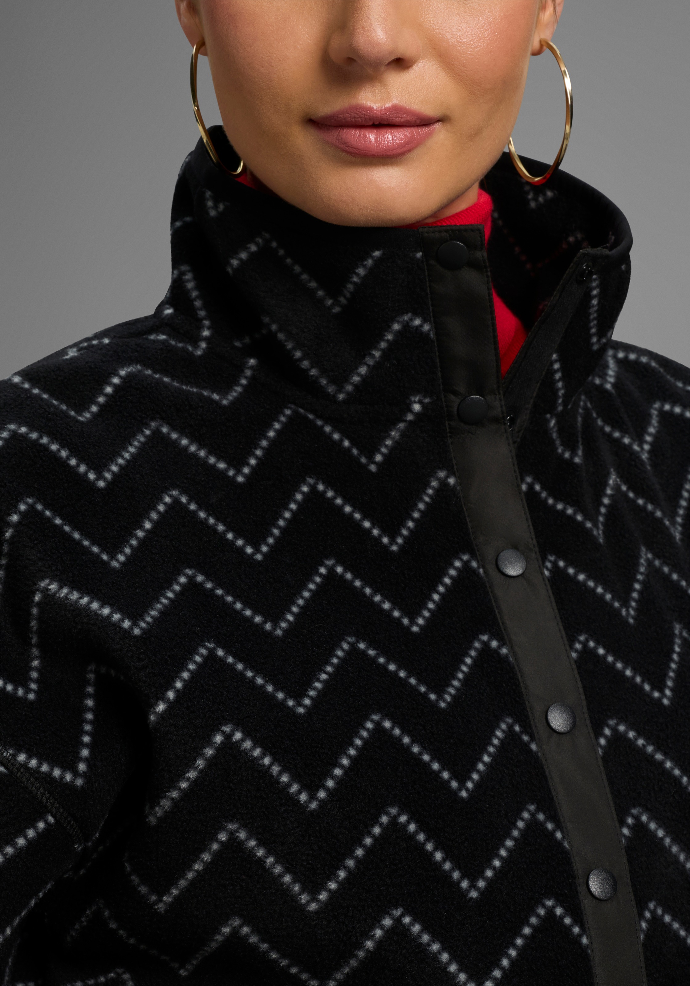 Thumbnail - Polarino Fleecepullover, mit Colourblocking-Optik, mit Kängurutasche, aus Fleecestoff