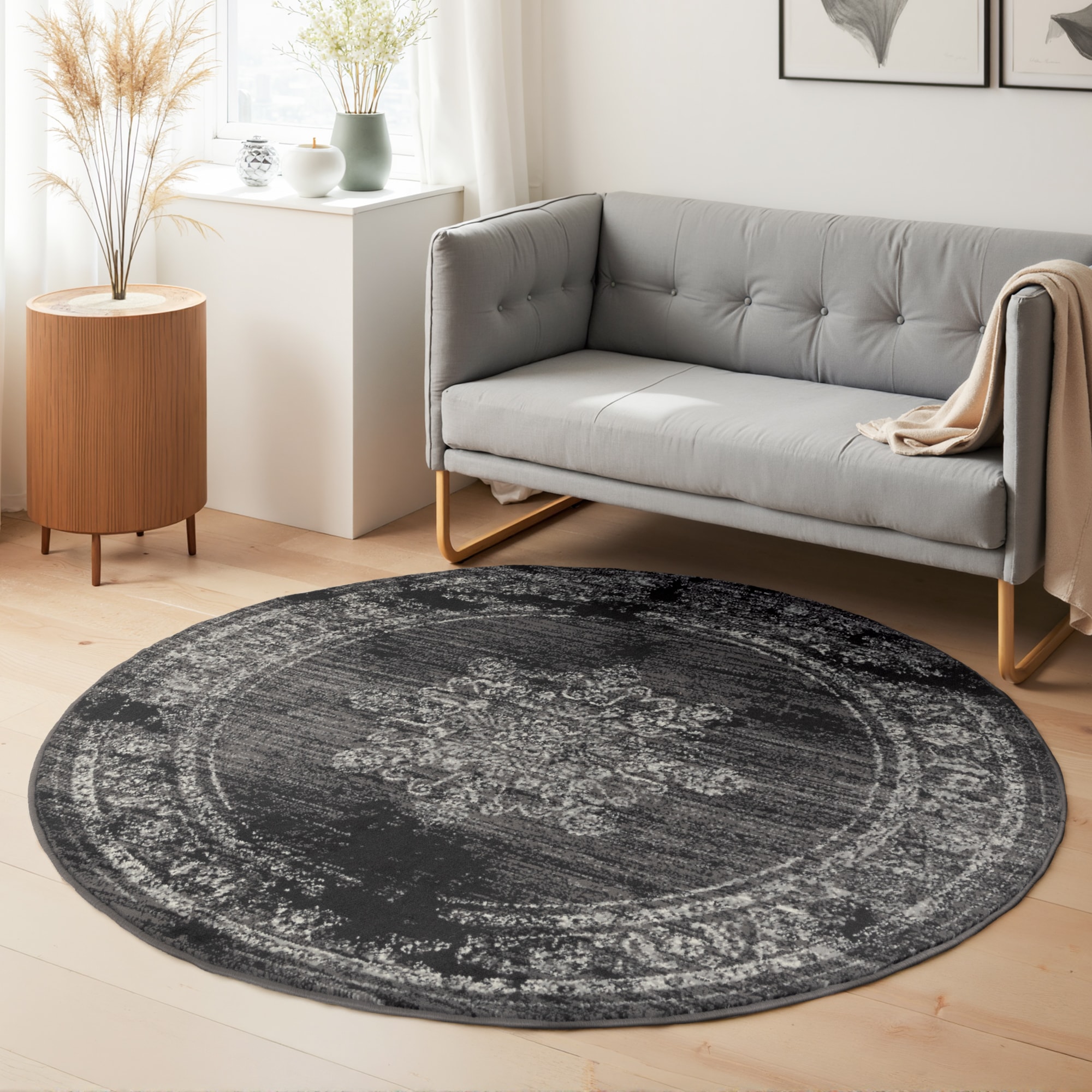 HANSE Home Teppich "Lydia" rund 9 mm Höhe Wohnzimmer, Schlafzimmer, Flur, Kurzflor, orientalisch, Vintage, weich