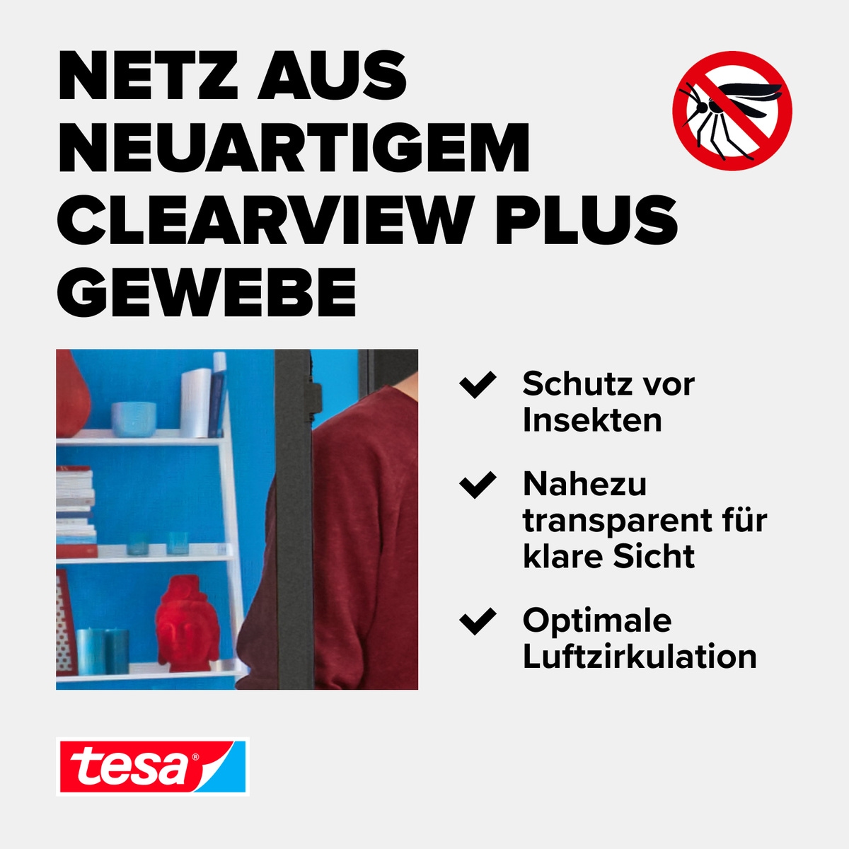 tesa Insektenschutz-Tür »Insect Stop ALU Comfort Fliegengitter für Türen - 1.2 m : 2.4 m«, Insektenschutz für Balkontür, Terrassentür, Aluminiumrahmen