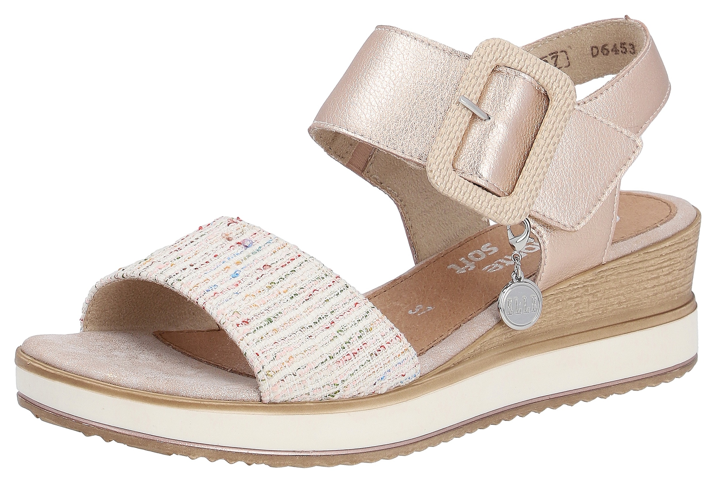 Keilsandalette »ELLE-Collection«, Sommerschuh, Sandale, Keilabsatz, mit Klett unter...