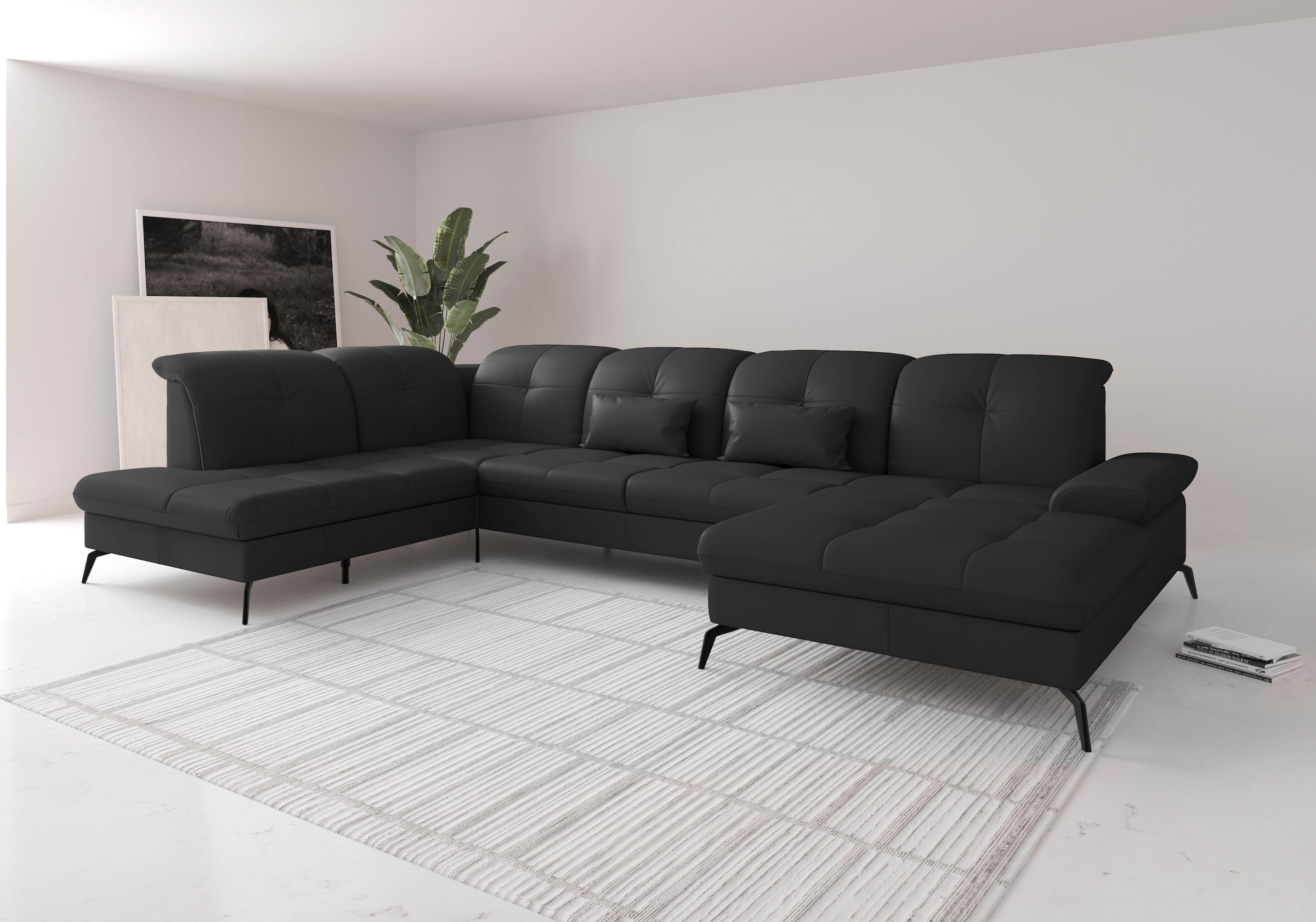 sit&more Wohnlandschaft "Amica, U-Form, inkl. Sitztiefenverstellung und Armteilverstellung" wahlweise mit Kopfteilverstellung, Schlaffunktion und Bettkasten