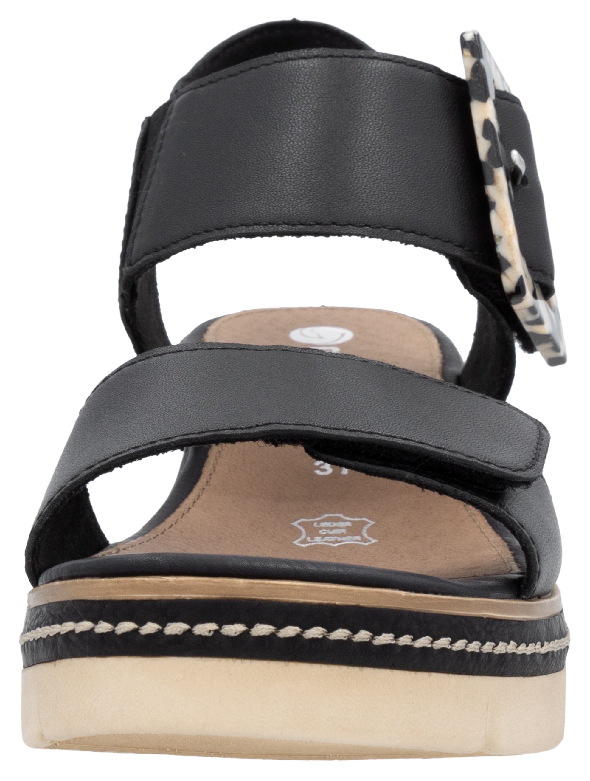 Keilsandalette REMONTE "Elisabeth Hurley-Collection", Damen, Gr. 41, schwarz, Leder, unifarben, Schuhe, Keilabsatz, Riemensandale, Sommerschuh, auffällige Zierschnalle 3