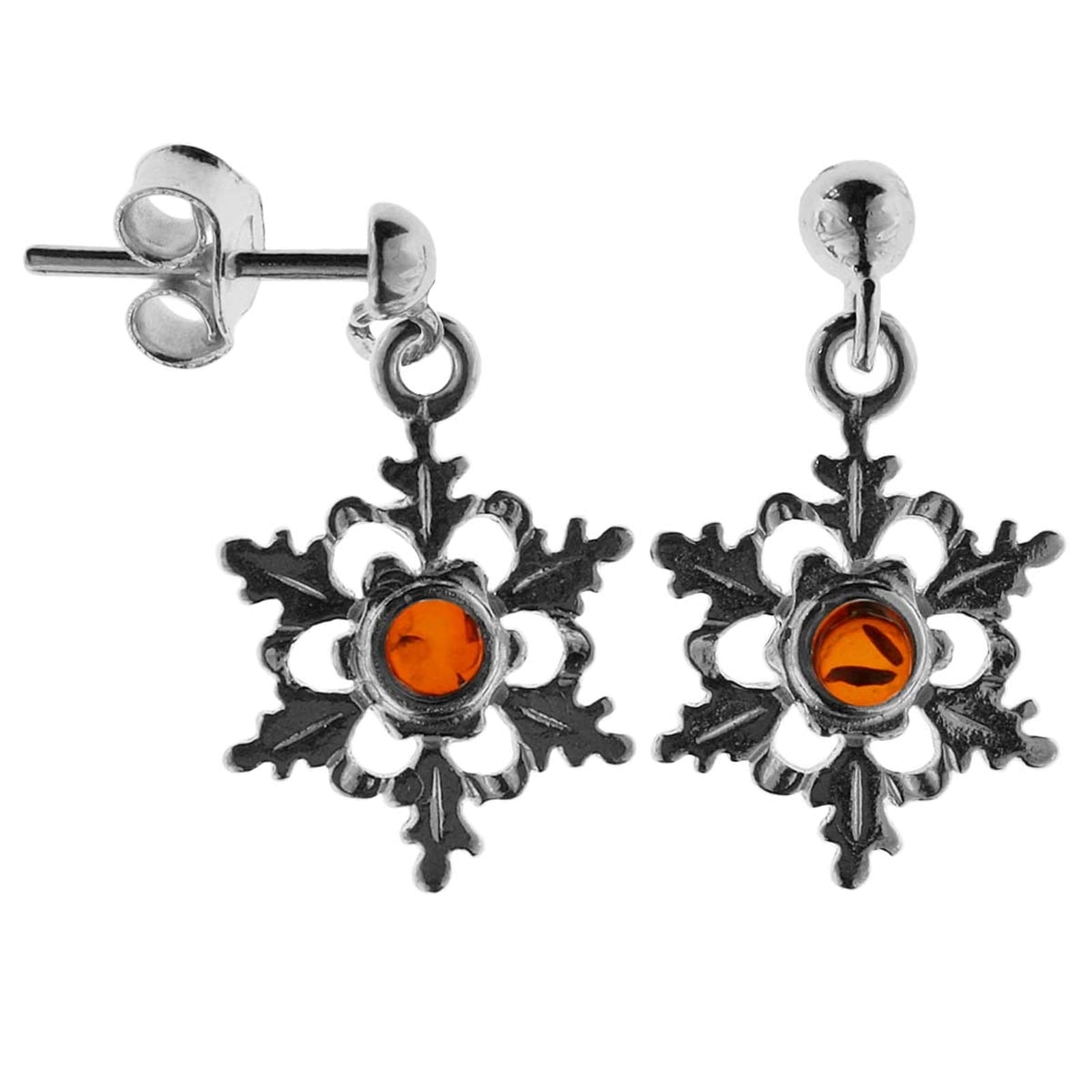 Paar Ohrhänger OSTSEE-SCHMUCK "Ostsee-Schmuck Ohrhänger Schneeflocke Ohrhänger Schneeflocke", weiß, Ohrringe, Damen, 23 x 12mm, Silber 925 (Sterlingsilber)