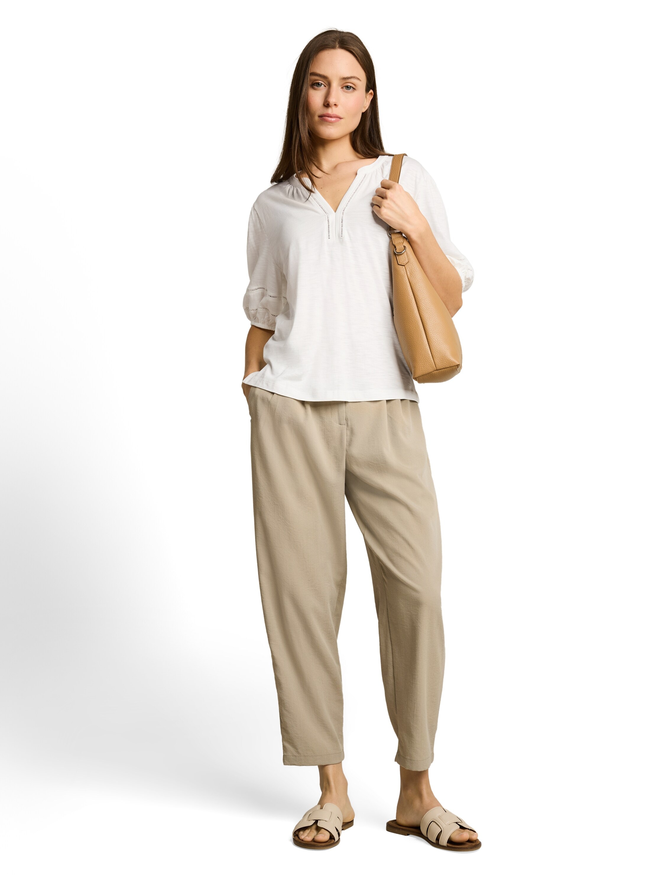 TOM TAILOR Blusenshirt Sommershirt mit Häkel-Details