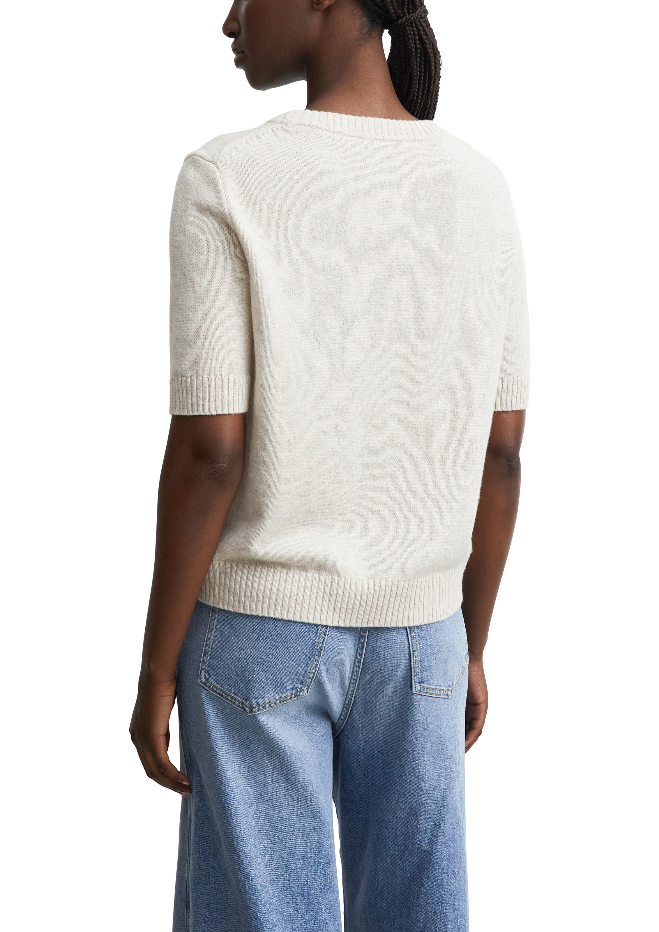 Comma Strickpullover Sommer-Wollpullover mit Kurzarm