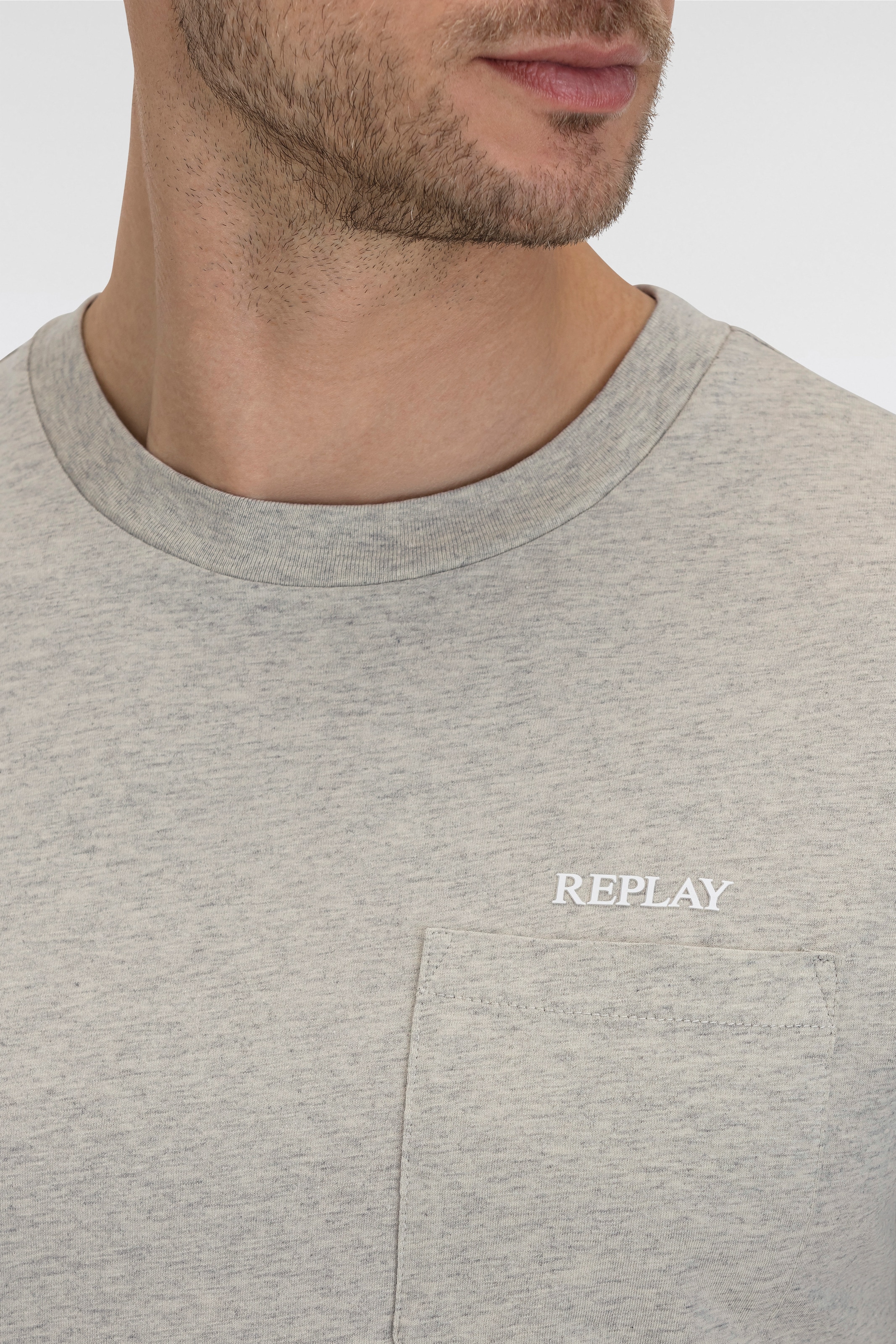 Replay T-Shirt, mit Brusttasche
