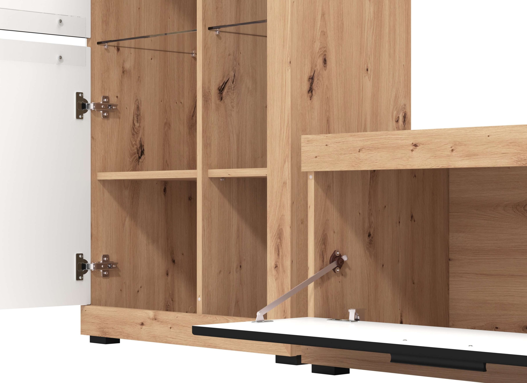 INOSIGN Wohnzimmer-Set »Rosso Wohnwand, Mediawand, Anbauwand, für TV bis 60', Breite 267 cm«, (Komplett-Set, 4 St., 4-st), Set besteht aus Highboard, TV-board, Wandregal und Hängeschrank