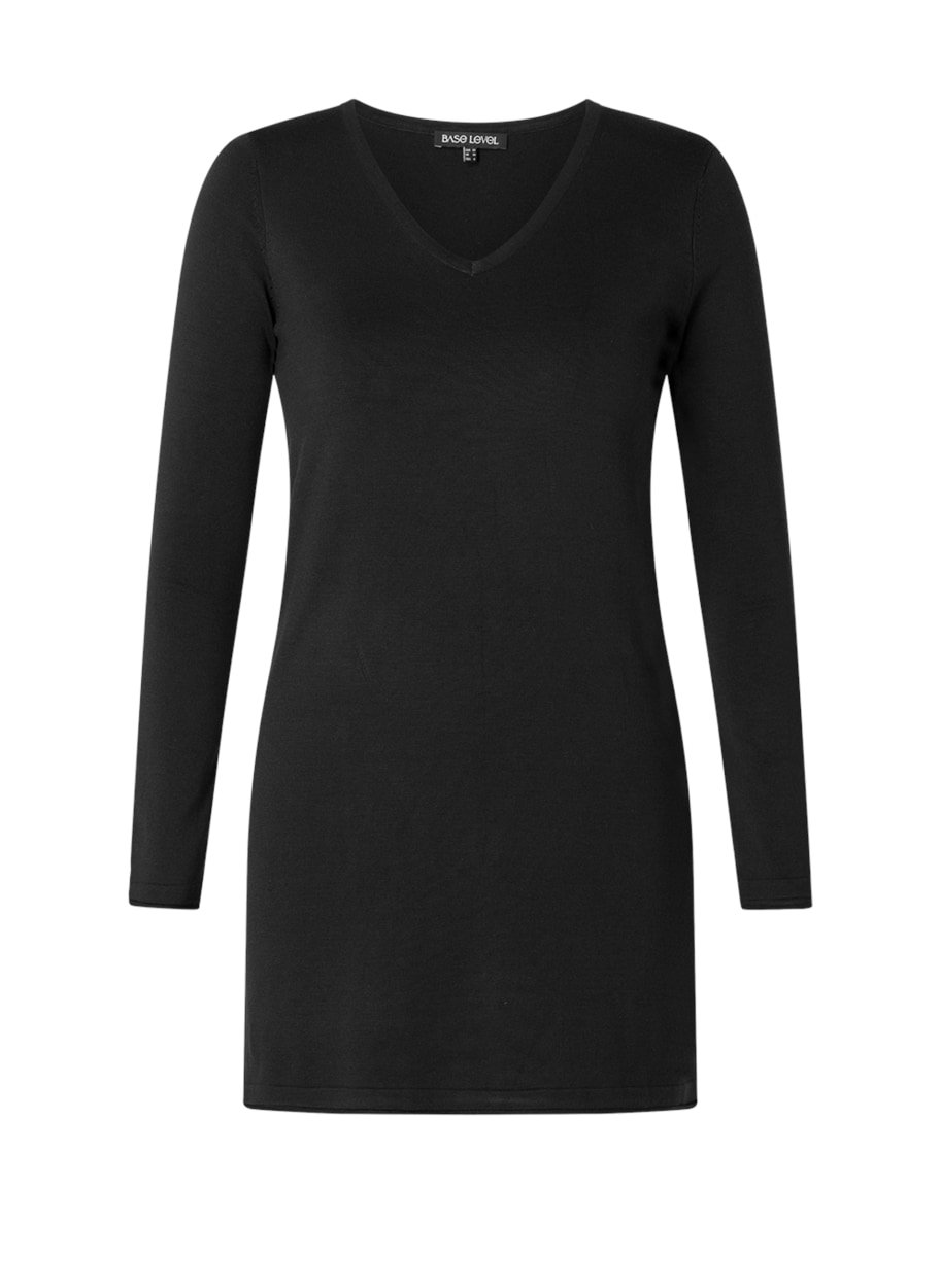 Base Level Curvy V-Ausschnitt-Pullover »BAS-ANINE-LONG« Feinstrick-Qualität