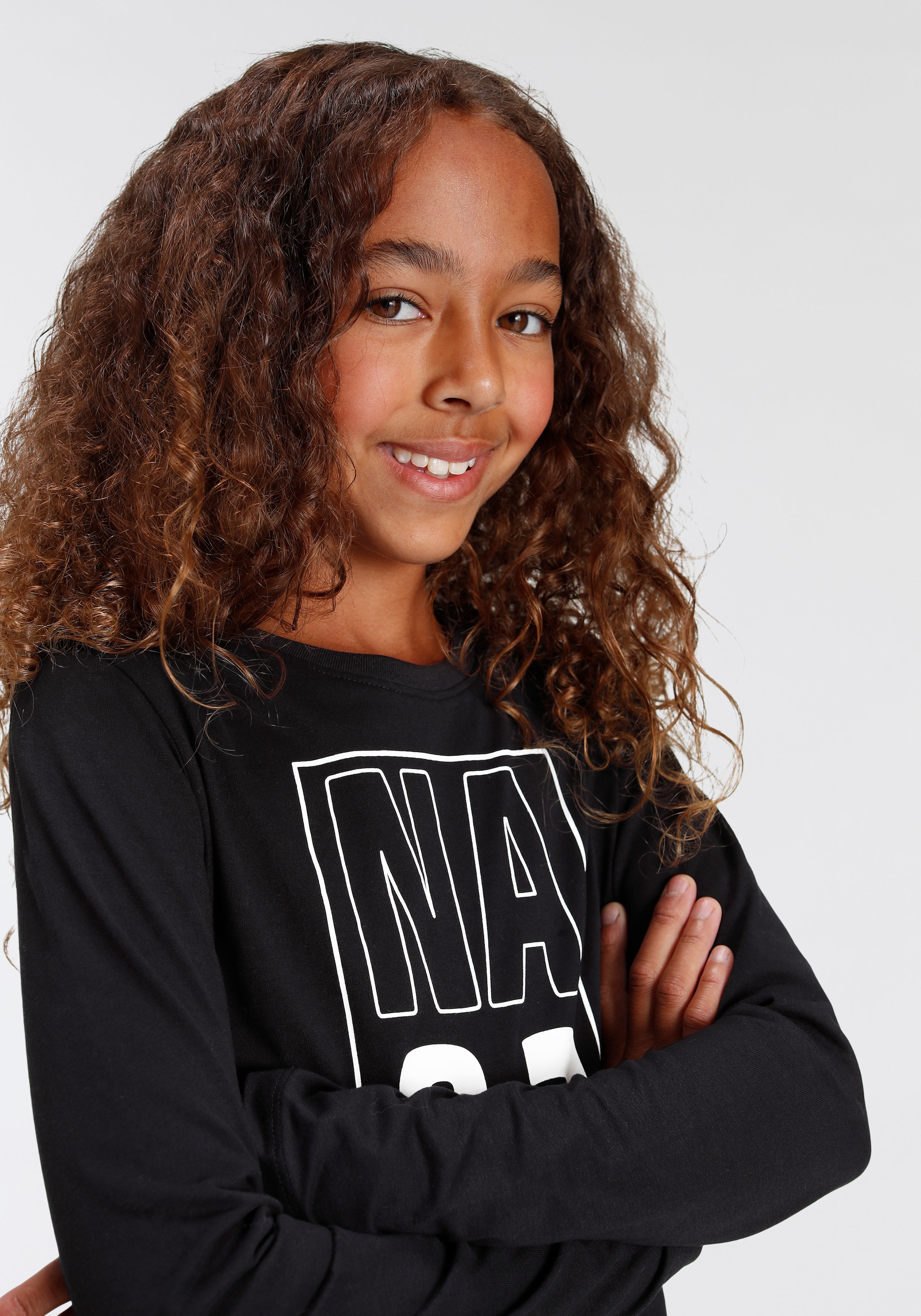 KIDSWORLD Langarmshirt »NA&?«, langärmlig, Basic-Passform, mit Statement-Druck