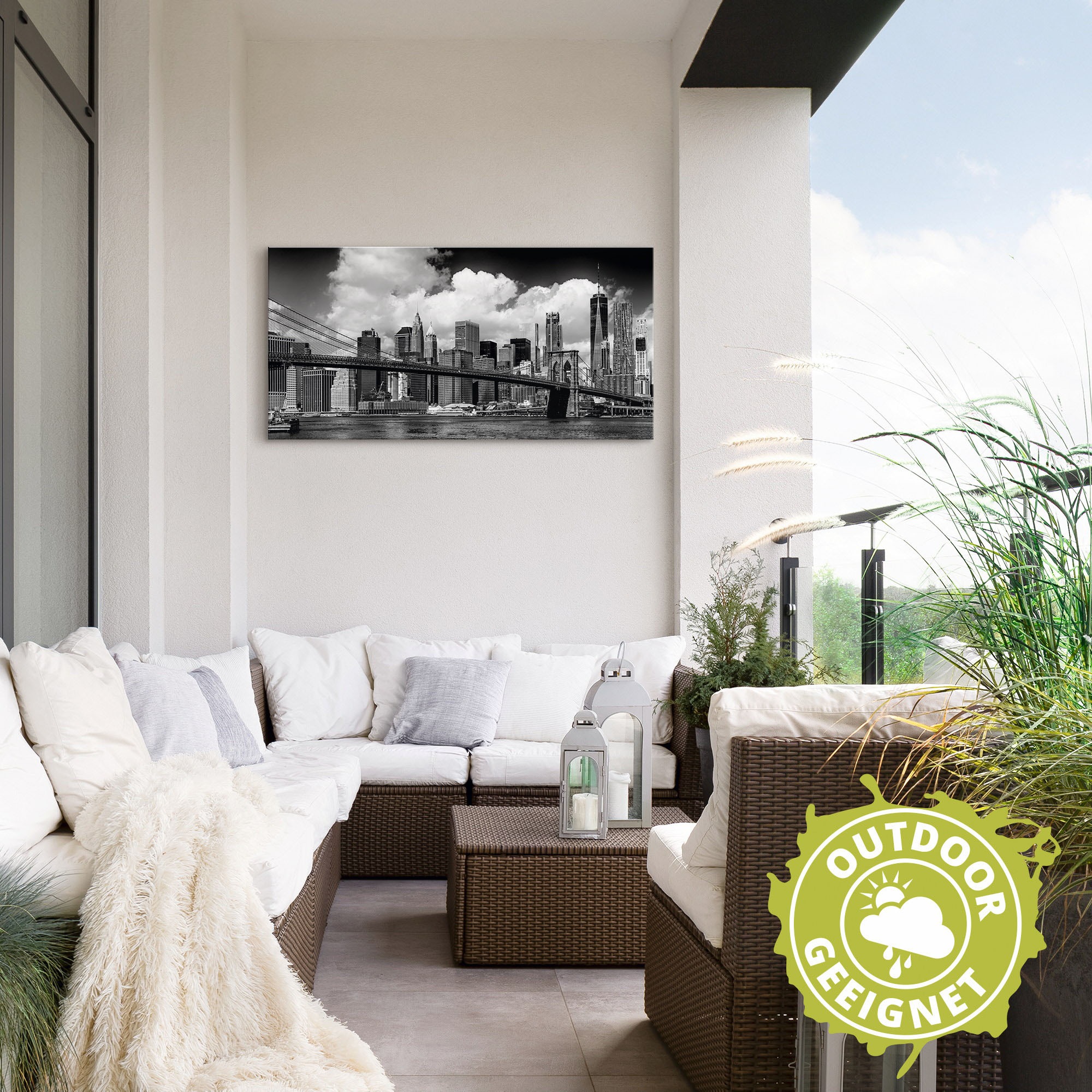 Artland Wandbild »Manhattan Skyline, Brooklyn Bridge«, New York, (1 St.), als Alubild, Outdoorbild, Leinwandbild, Wandaufkleber, versch. Größen